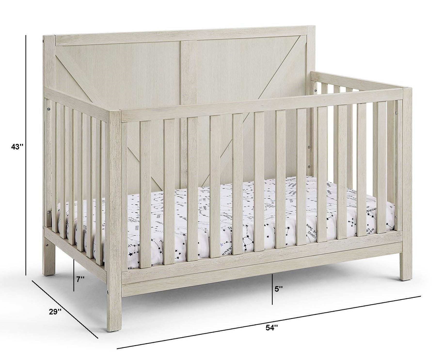 4-in-1 Convertible Crib in Washed Gray