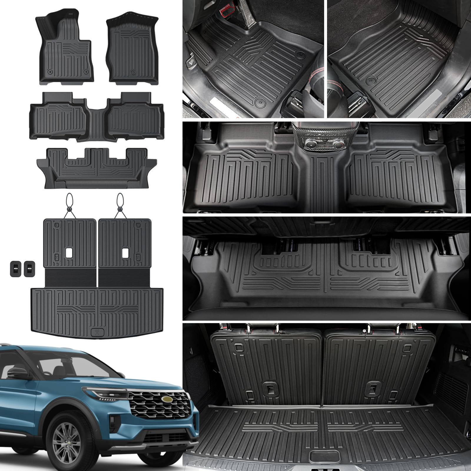Ford Explorer Floor Mats with Cargo Liner and Backrest Mat
