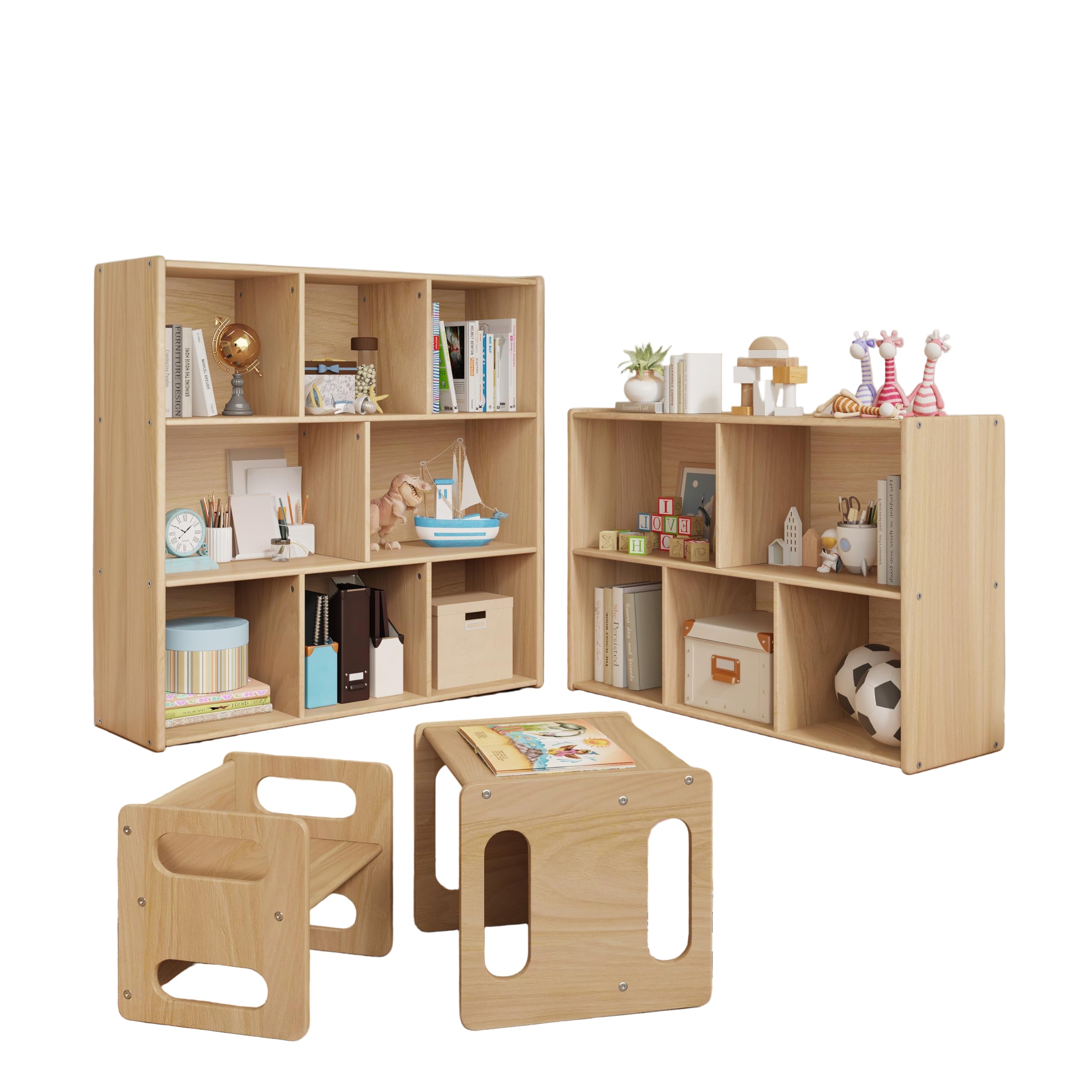 3-Tier Montessori Solid Wood Shelves Toy Organizers and Storage