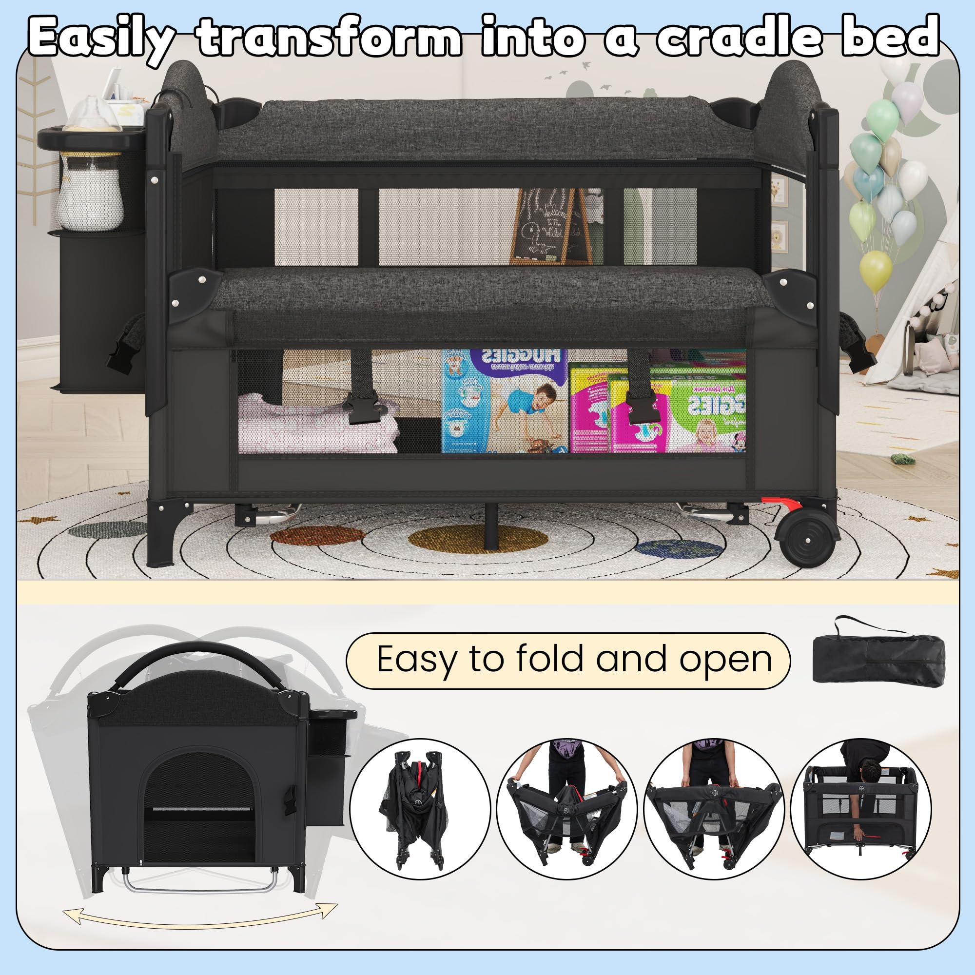 5-in-1 Baby Bassinet Bedside Sleeper with Swing Cradle