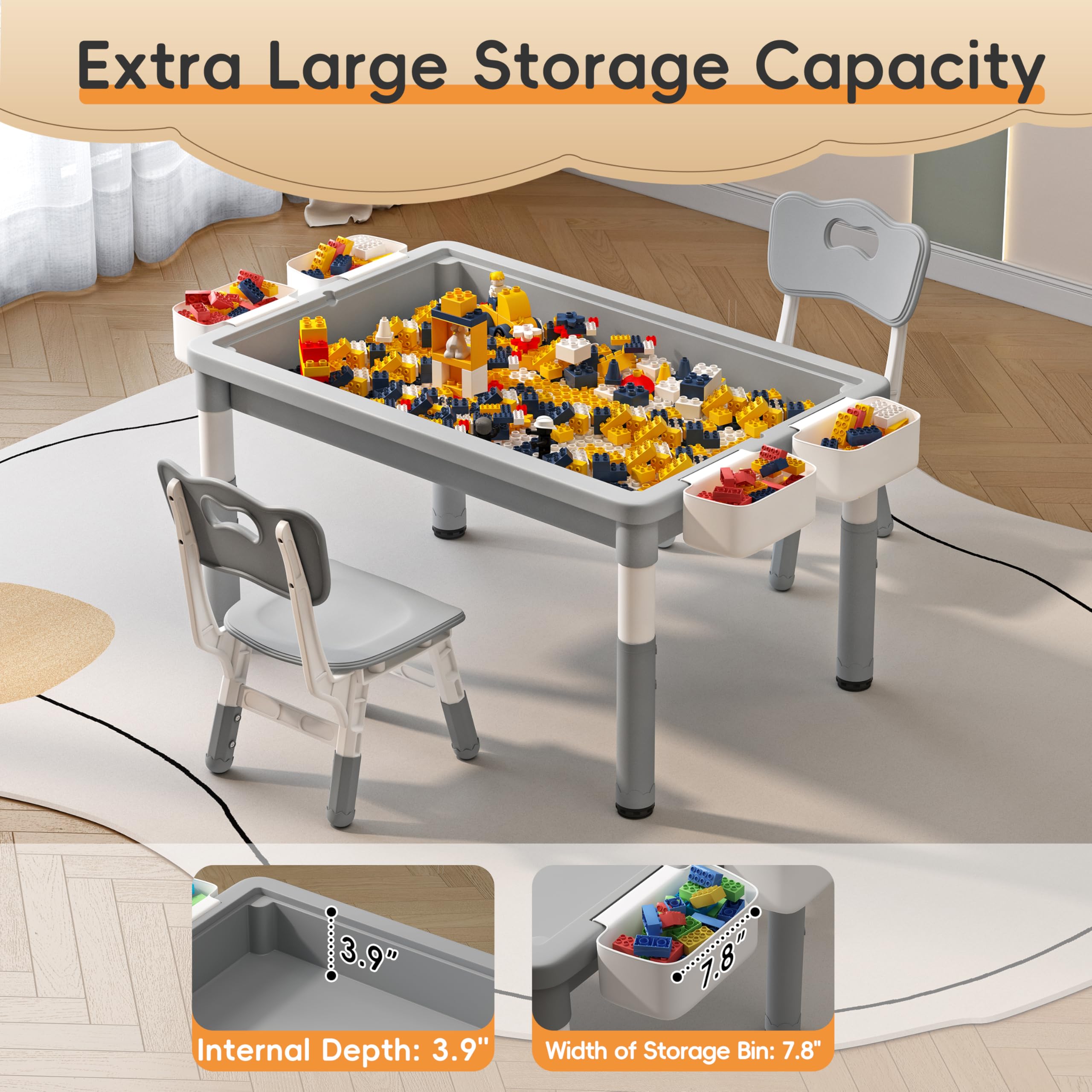Height Adjustable Kids Activity Table and 2 Chairs Set