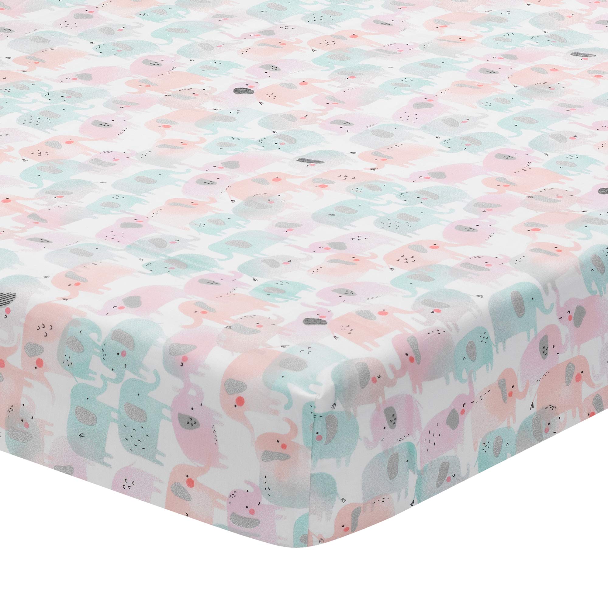 Watercolor Pastel Pink/Mint Rainbow 5-Piece Baby Crib Bedding Set