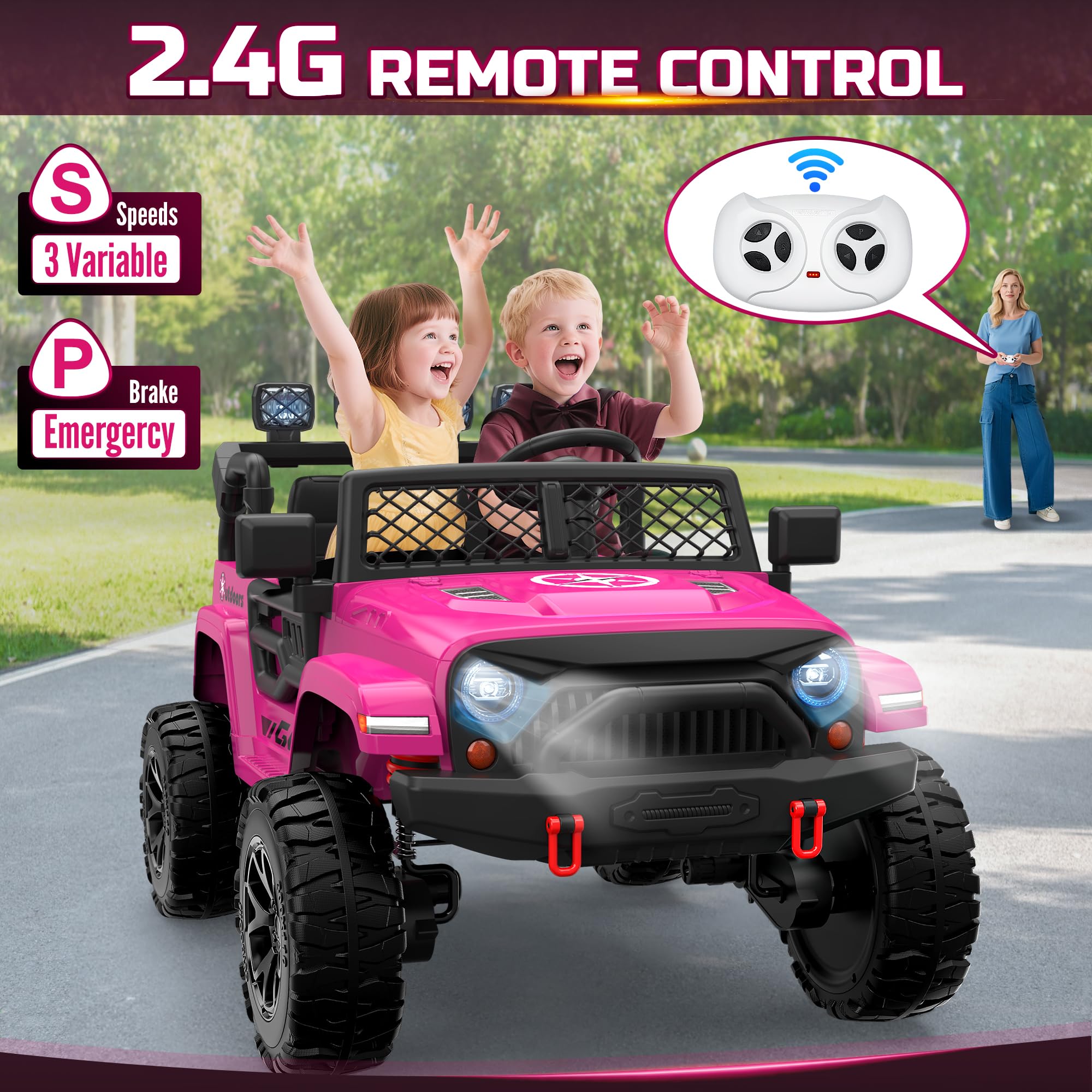 24V 2-Seater Kids Ride-On Car with Remote Control