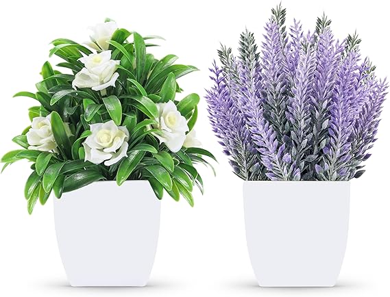 4 Pack Fake Plants Mini Artificial Greenery Potted Plants for Home