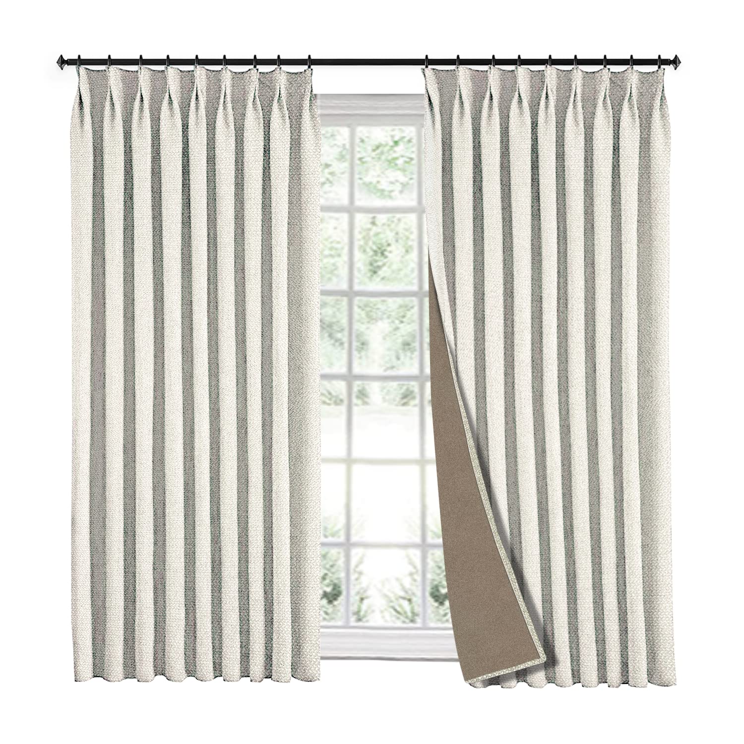 Faux Linen Curtain for Kids Room, Pinch Pleat Drapes 102 inch Length