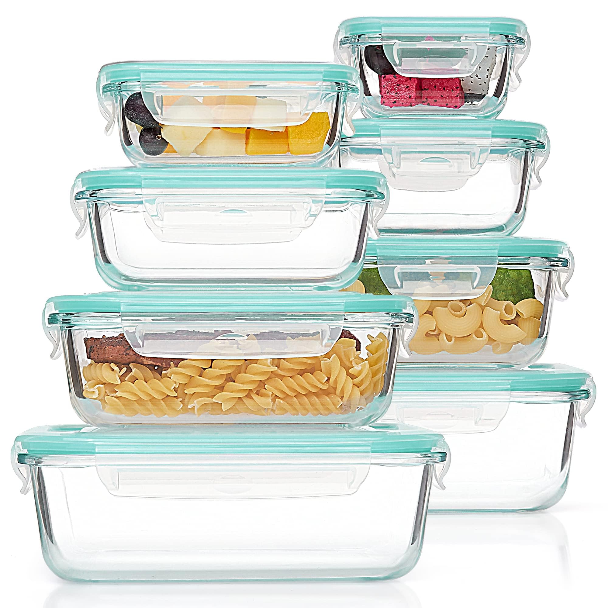 8 Pack Glass Food Storage Containers with Airtight Lids, Glass Meal Prep Containers