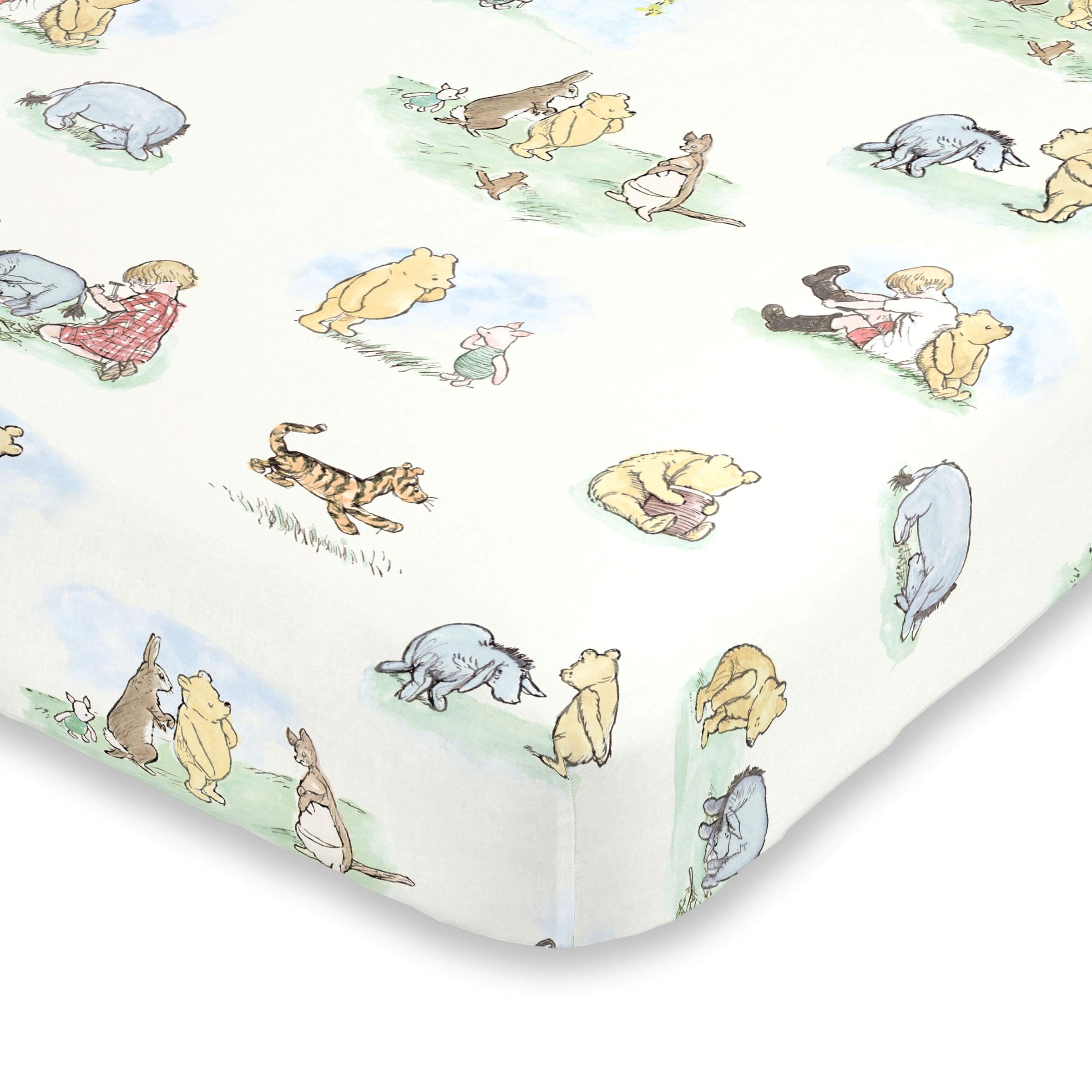 Winnie The Pooh Classic Pooh Ivory, Blue, Sage, Tan Storybook 6 Piece Nursery