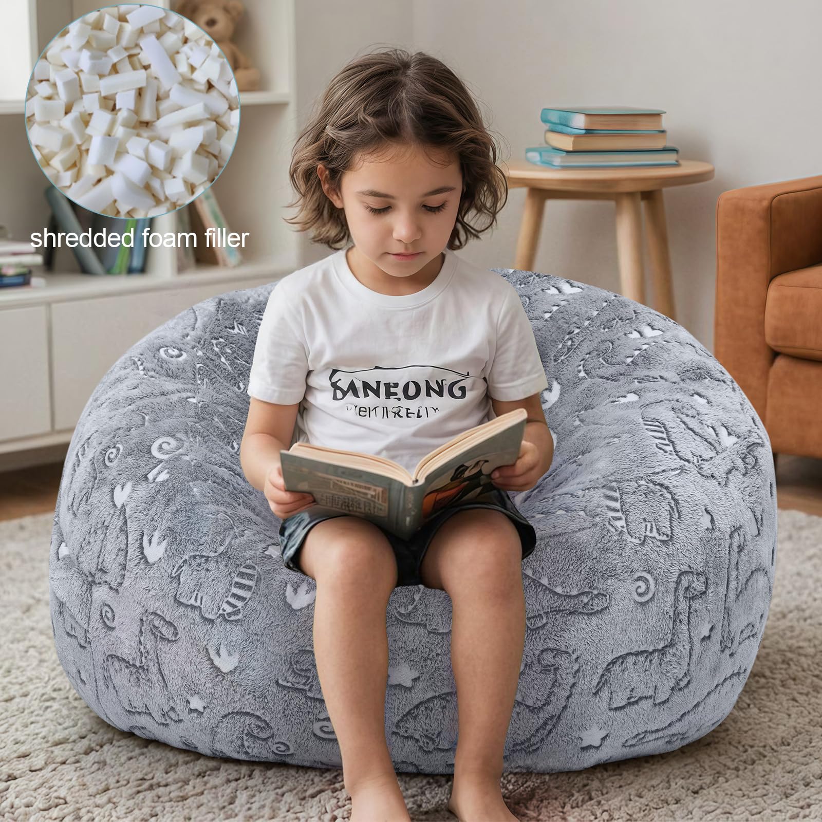 Convertible Dinosaur Bean Bag Chair for Kids