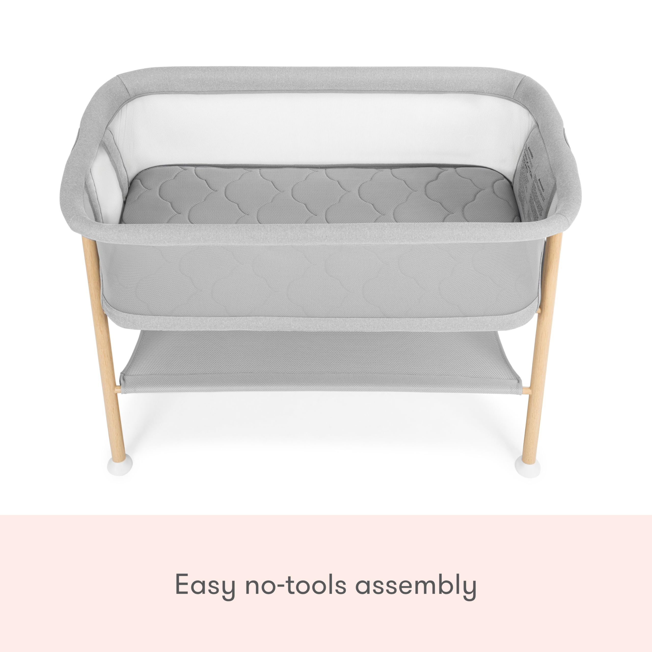Breathable Bassinet with Mesh Walls and Storage