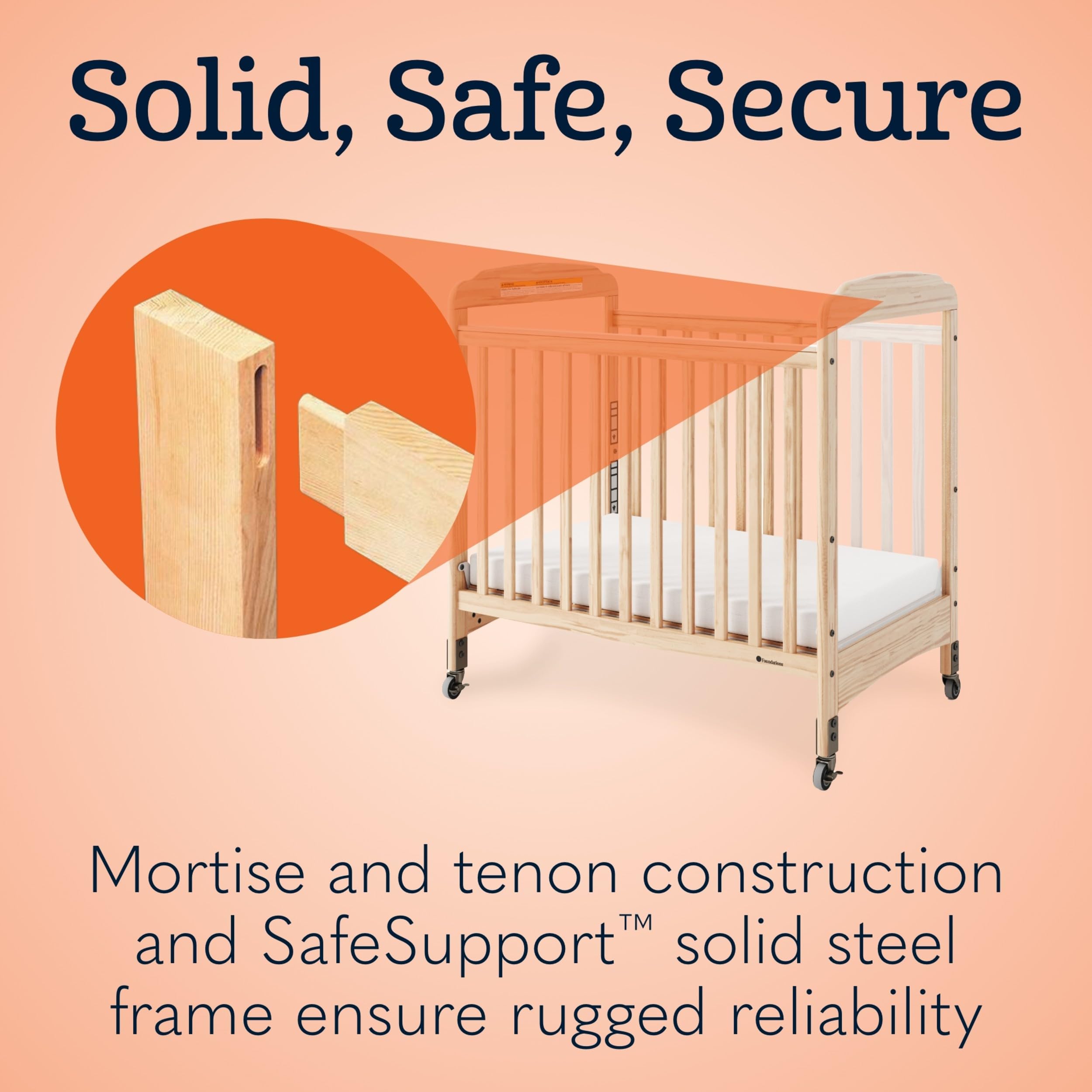 Compact Clearview Daycare Crib with Foam Mattress