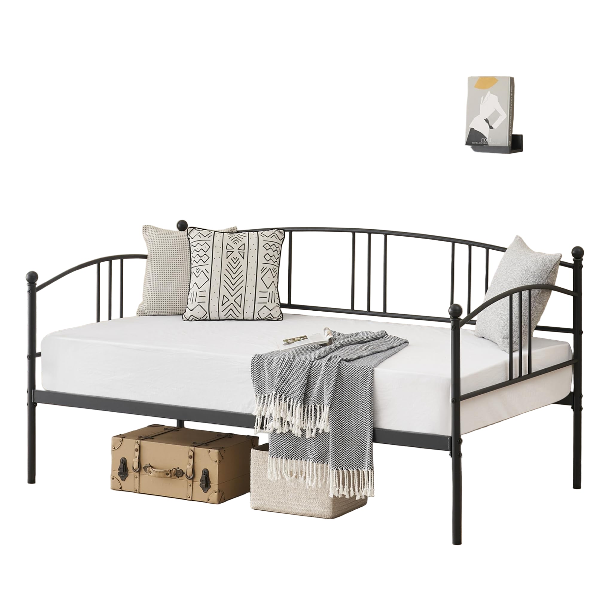 Daybed with Trundle, Metal Twin Size Day Bed
