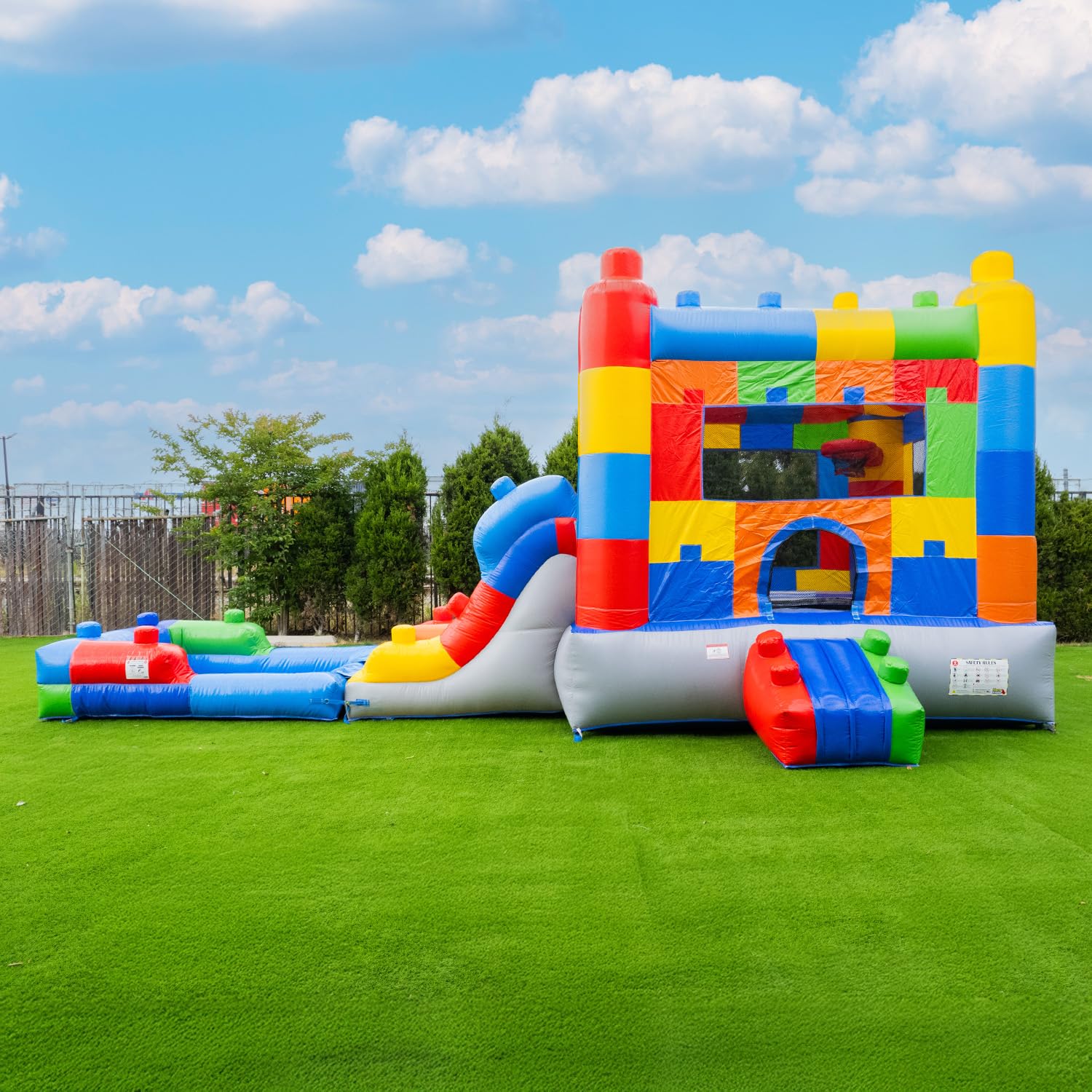 Block Party Inflatable Water Slide Lightweight Premium Bounce House Combo
