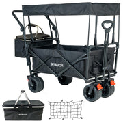 Collapsible Wagon Folding Garden Cart with Removable Canopy Utility Wagon Cart