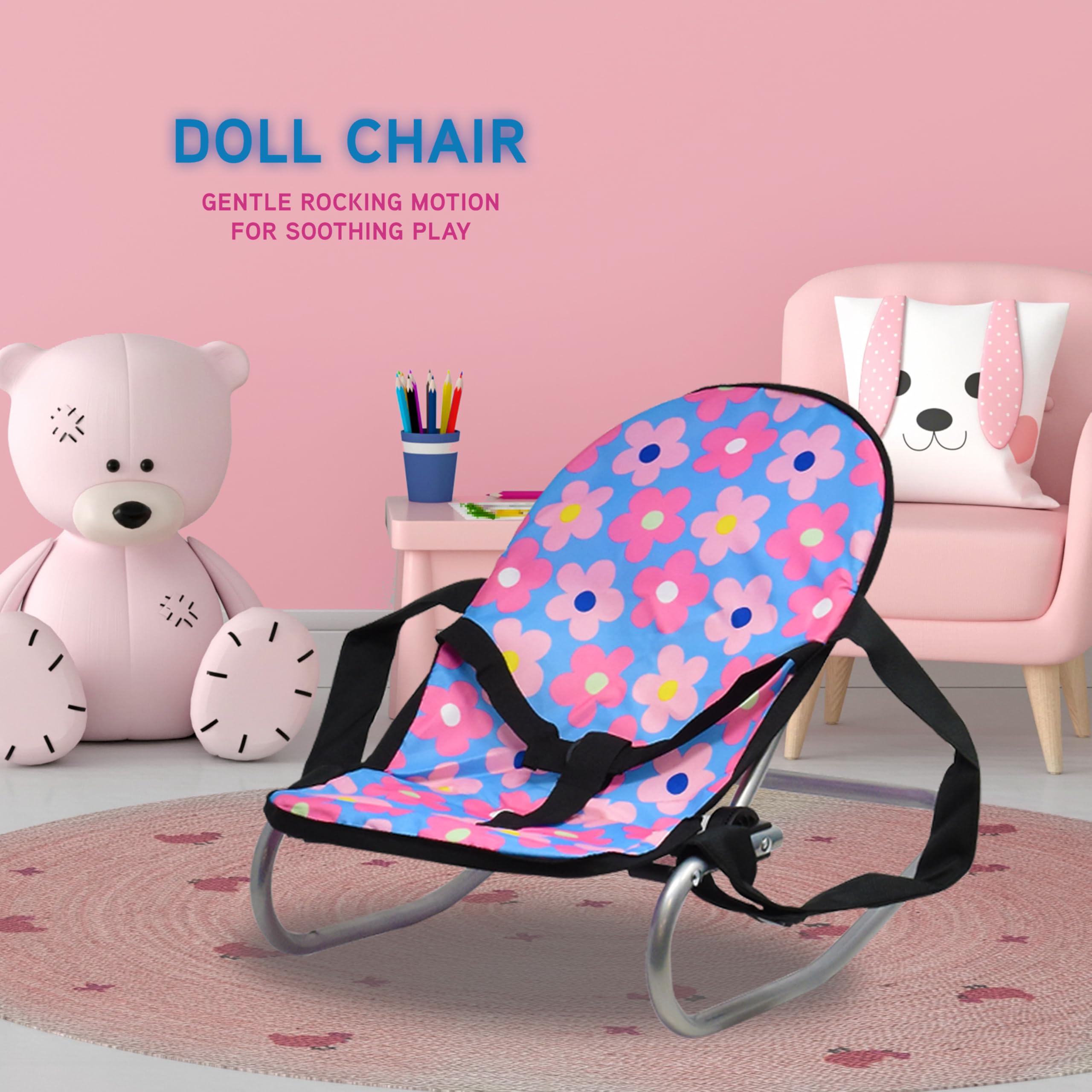 4-in-1 Doll Nursery Playset with Stroller Bed High Chair