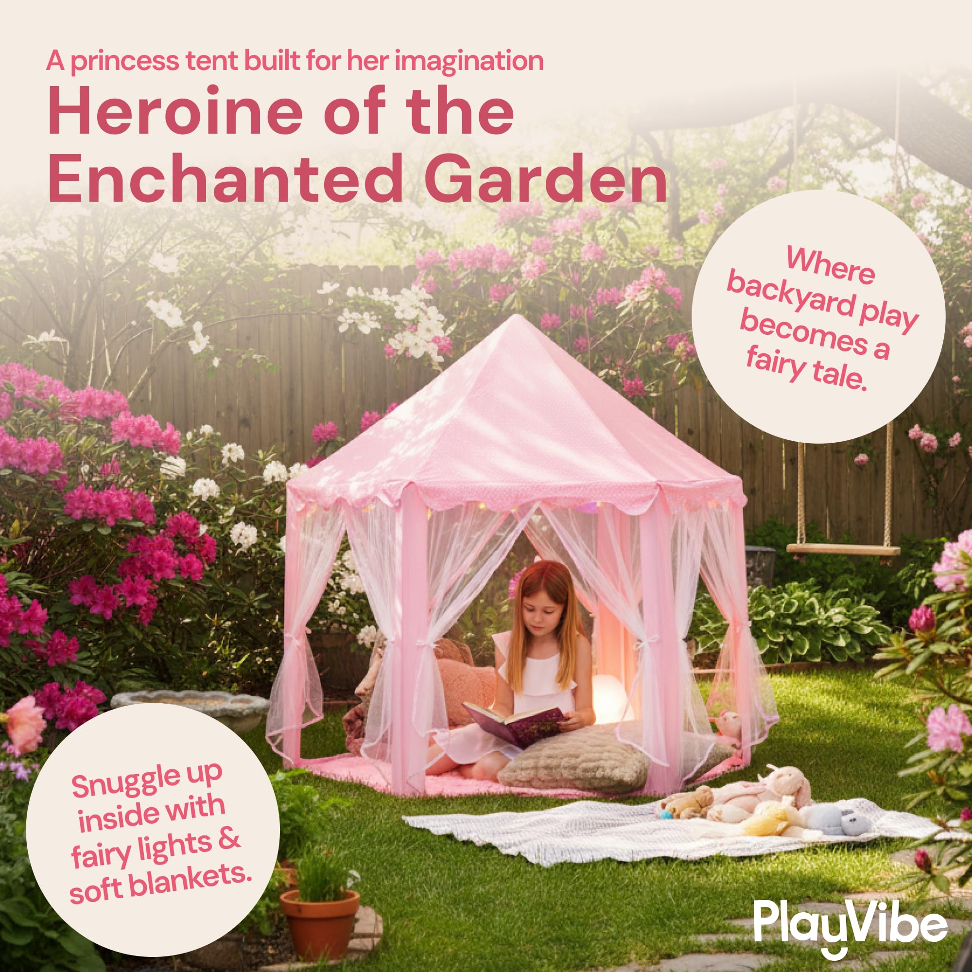 Princess Play Tent with LED Star Lights