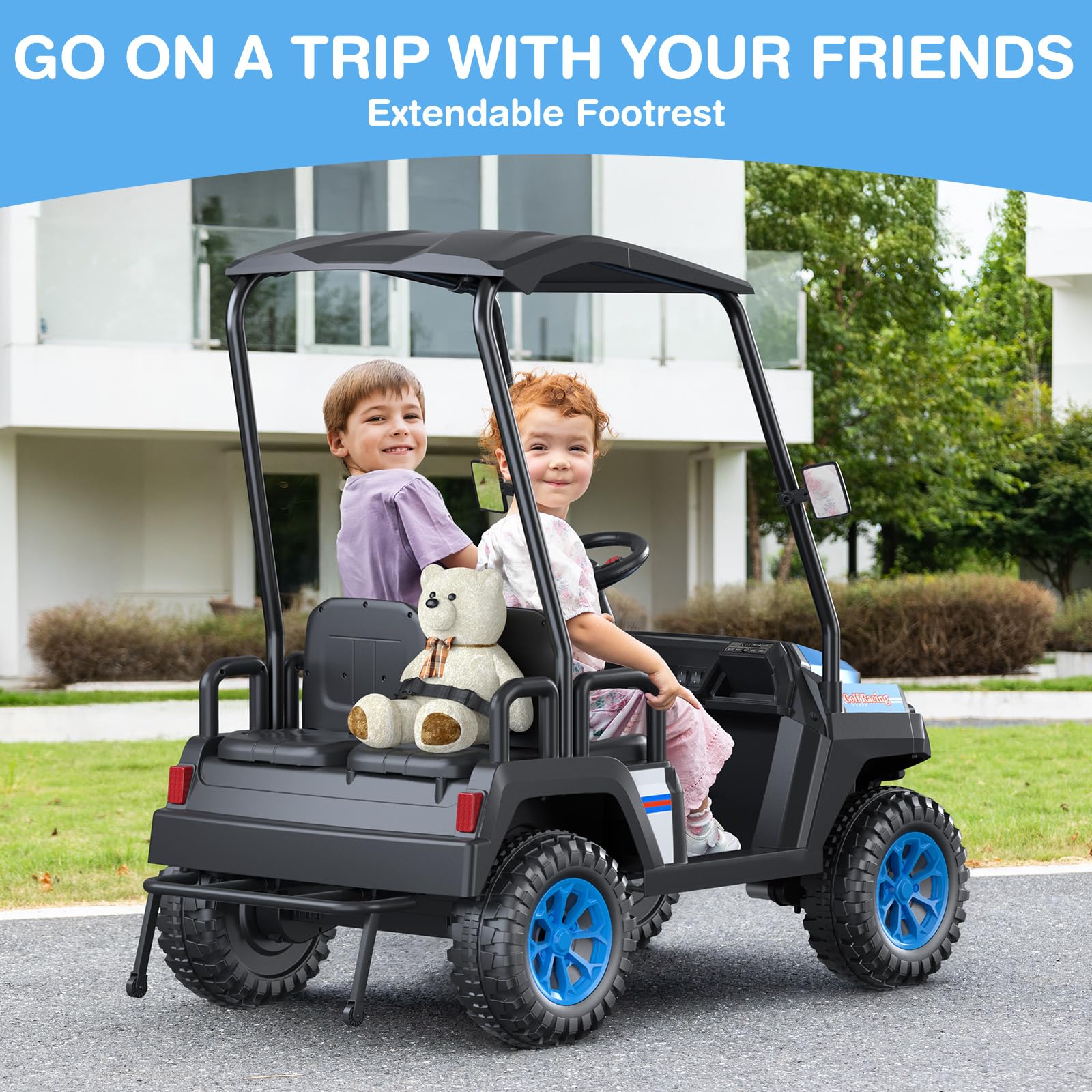4-Seater Kids Electric Golf Cart 24V Ride On Car with Remote Control