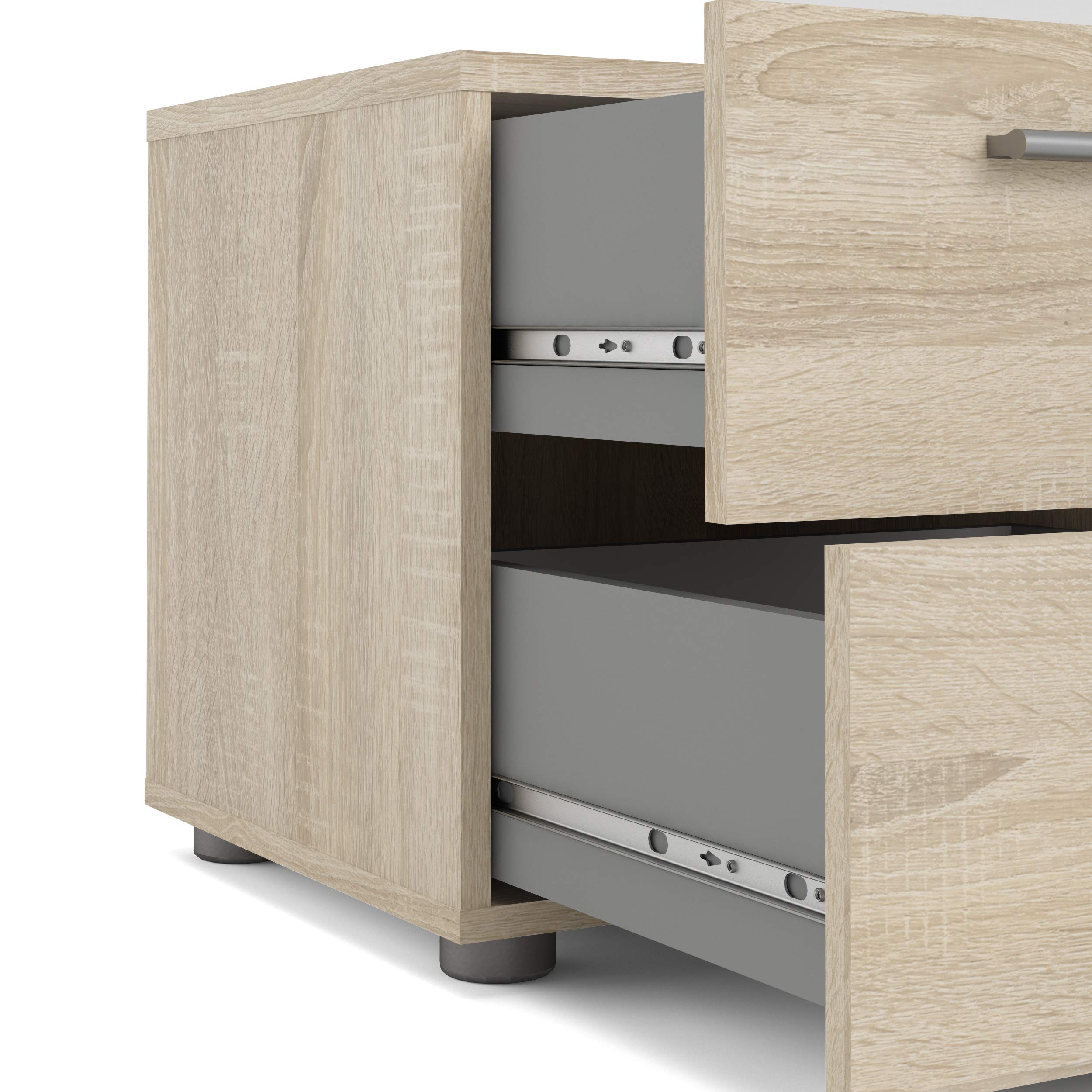 2 Drawer Nightstand with Modern Silver Handles