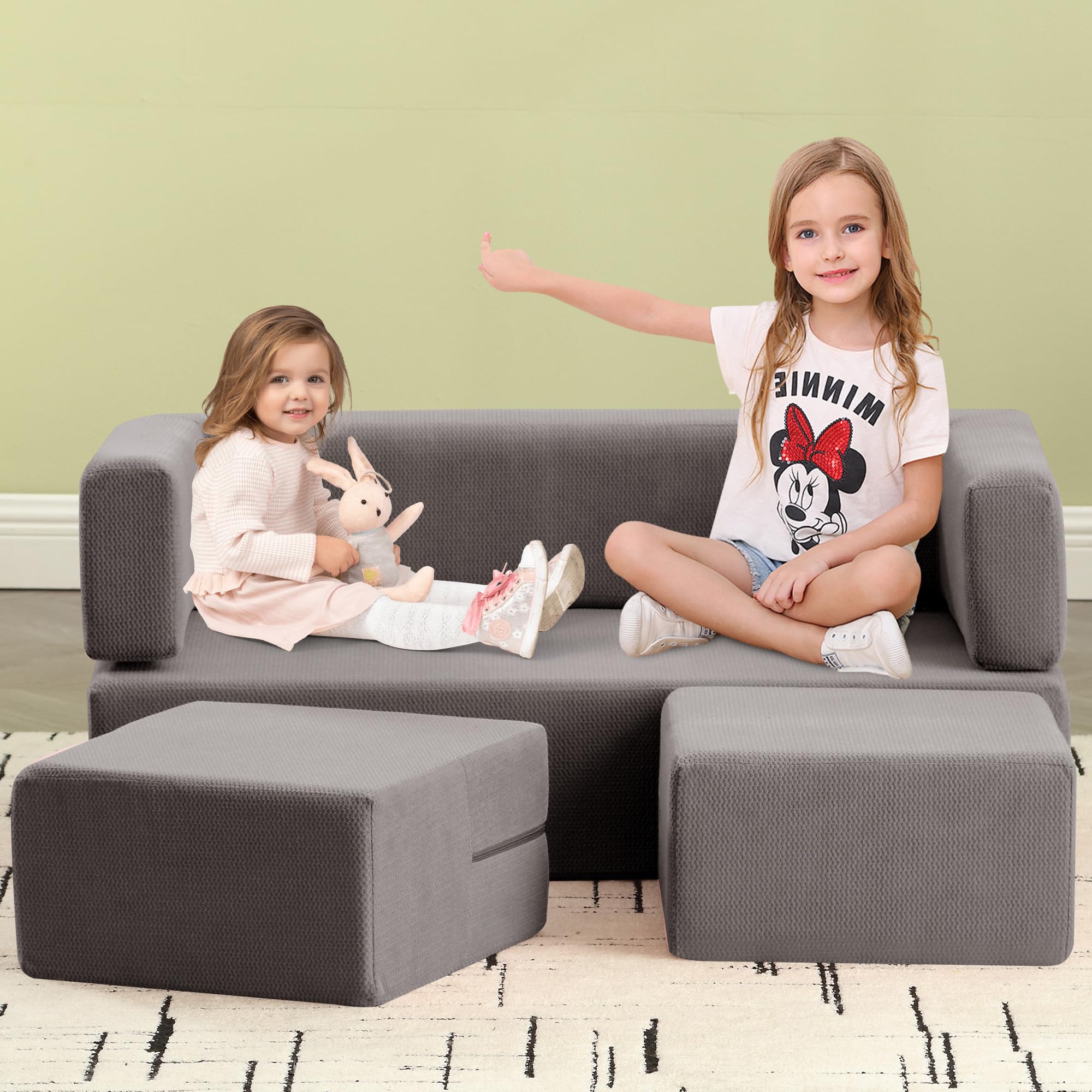 Kids Couch - Modular Kids Sofa for Toddler and Baby Playroom/Bedroom Furniture