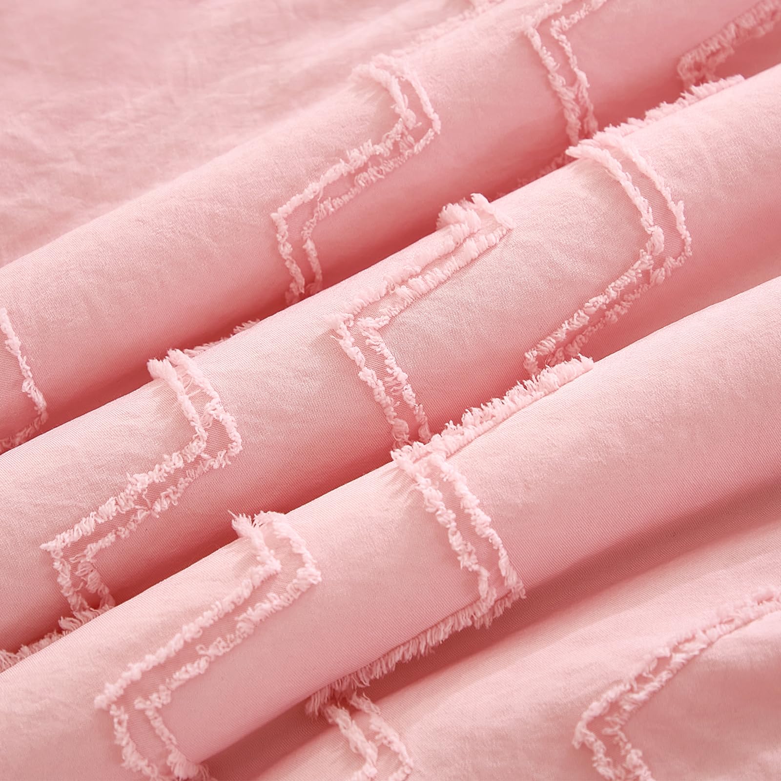 3-Piece Tufted Ruffle Crib Bedding Set for Girls - Ultra Soft Baby Bedding Set Includes Boho Crib Comforter, Sheet & Skirt (Light Pink)
