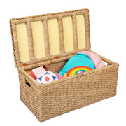 Wholestory Collective Handwoven Wicker 35" Banana Leaf Rattan Storage Trunk and Chest Seagrass XL Organizers with Lid, Natural Color with Handles
