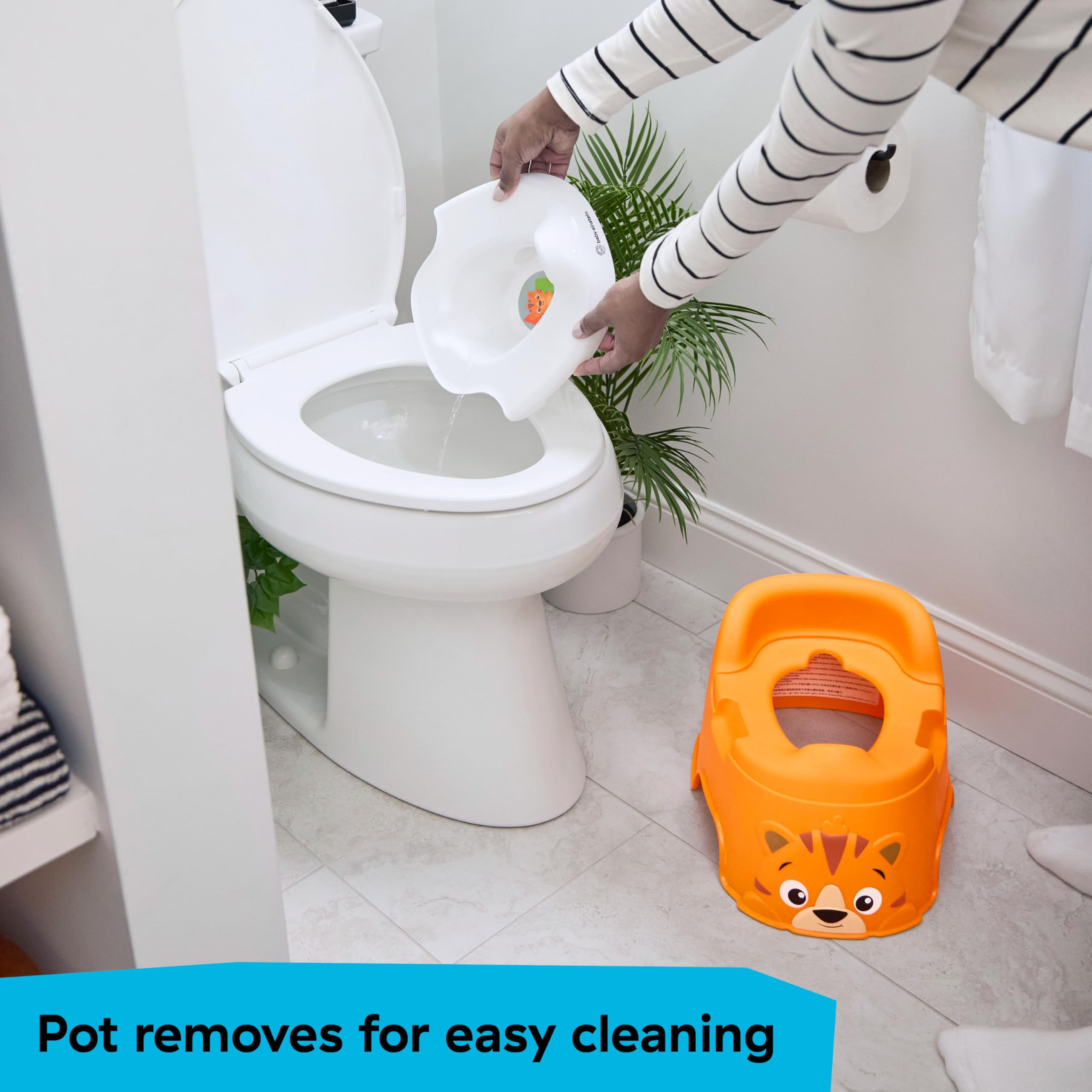 Baby Einstein Tinkle and Reveal Tiger Potty Training Toilet, Non-Skid Toddler Potty, Removable Bowl, Ages 18+ Months