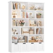 69" H Toy Storage Organizer, 6 Tier Tall Kids Bookshelf with 4 Movable Drawers