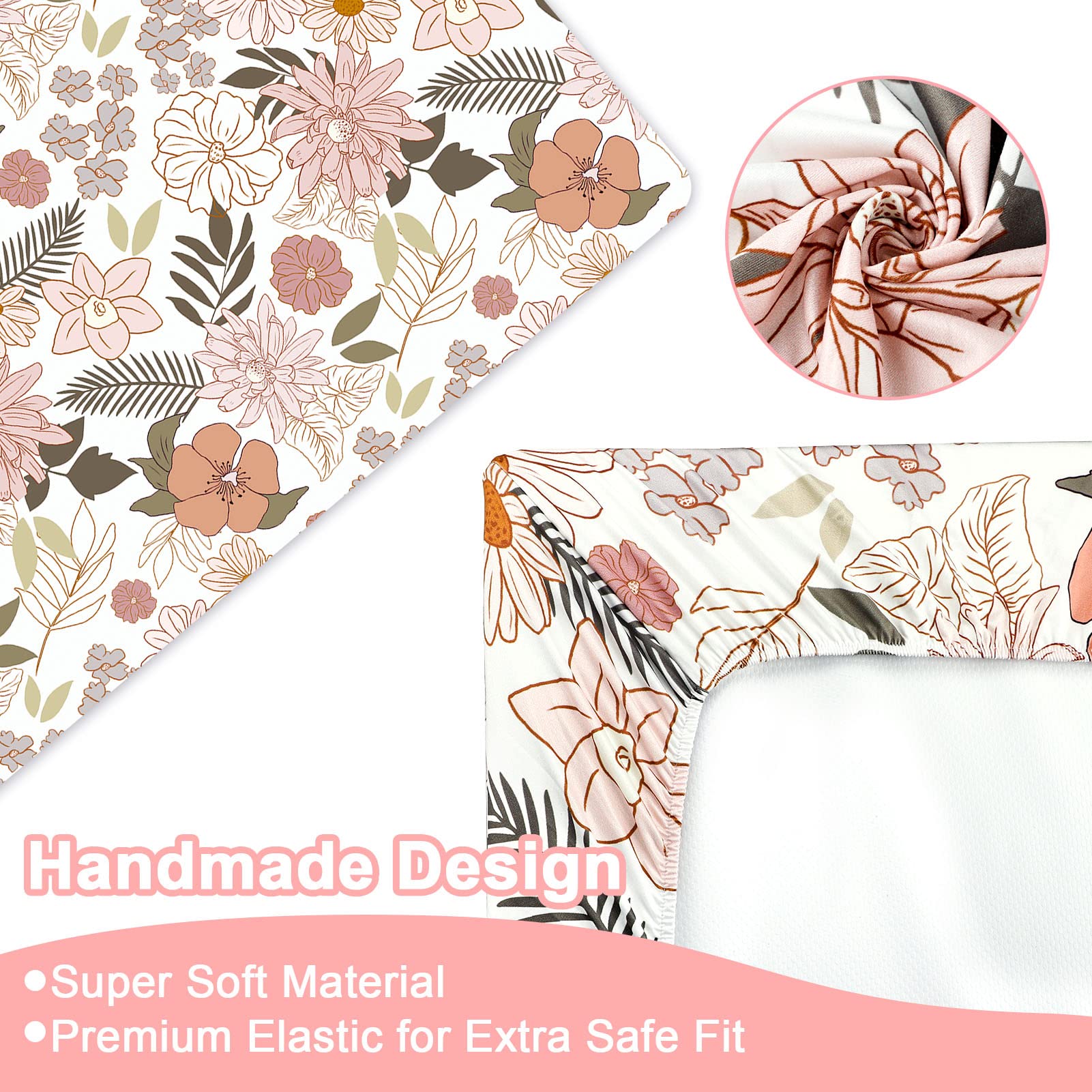 4-Piece Crib Bedding Set for Girls with Quilt, Sheet, Skirt and Diaper Stacker