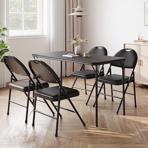Protable Folding Table and Chairs, 5 Piece Folding Card Table