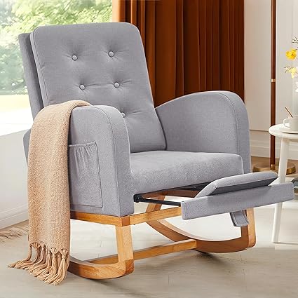 Rocking Chair Nursery, Modern Sherpa Glider Rocker Accent Arm