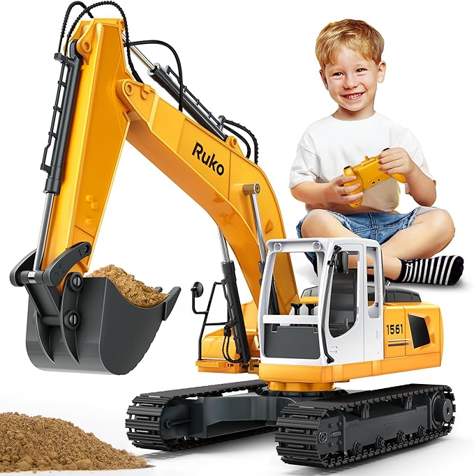 1661 Remote Control Excavator Toys for Boys, 2.4Ghz RC Construction Vehicles