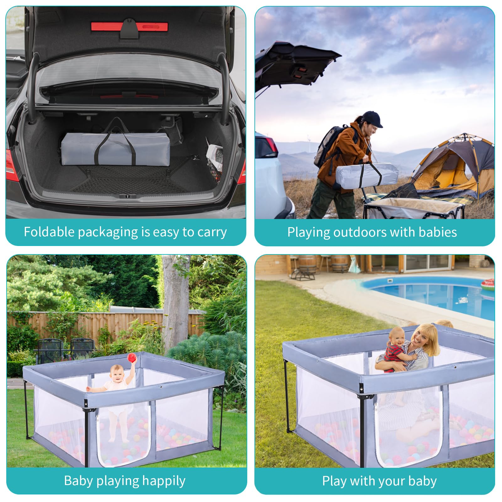 Portable Baby Playpen with Padded Floor