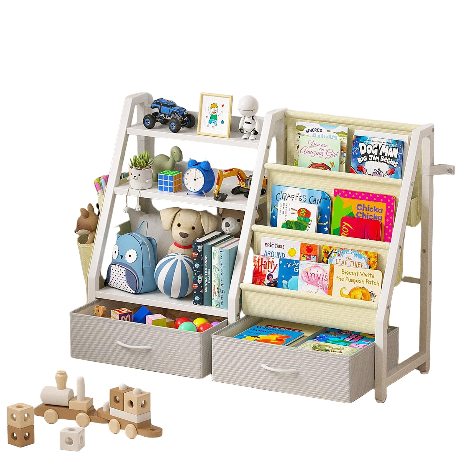 Kids Bookshelf and Toy Organizer, Sturdy 3 Tier Kids Bookcase