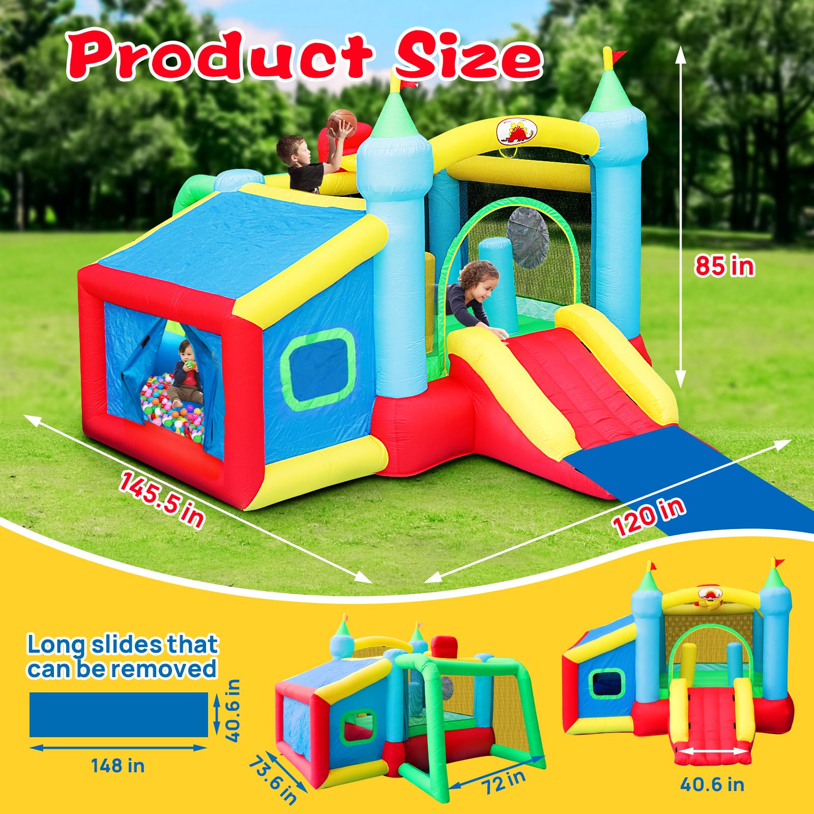 Inflatable Bounce House with Water Slide and Ball Pit