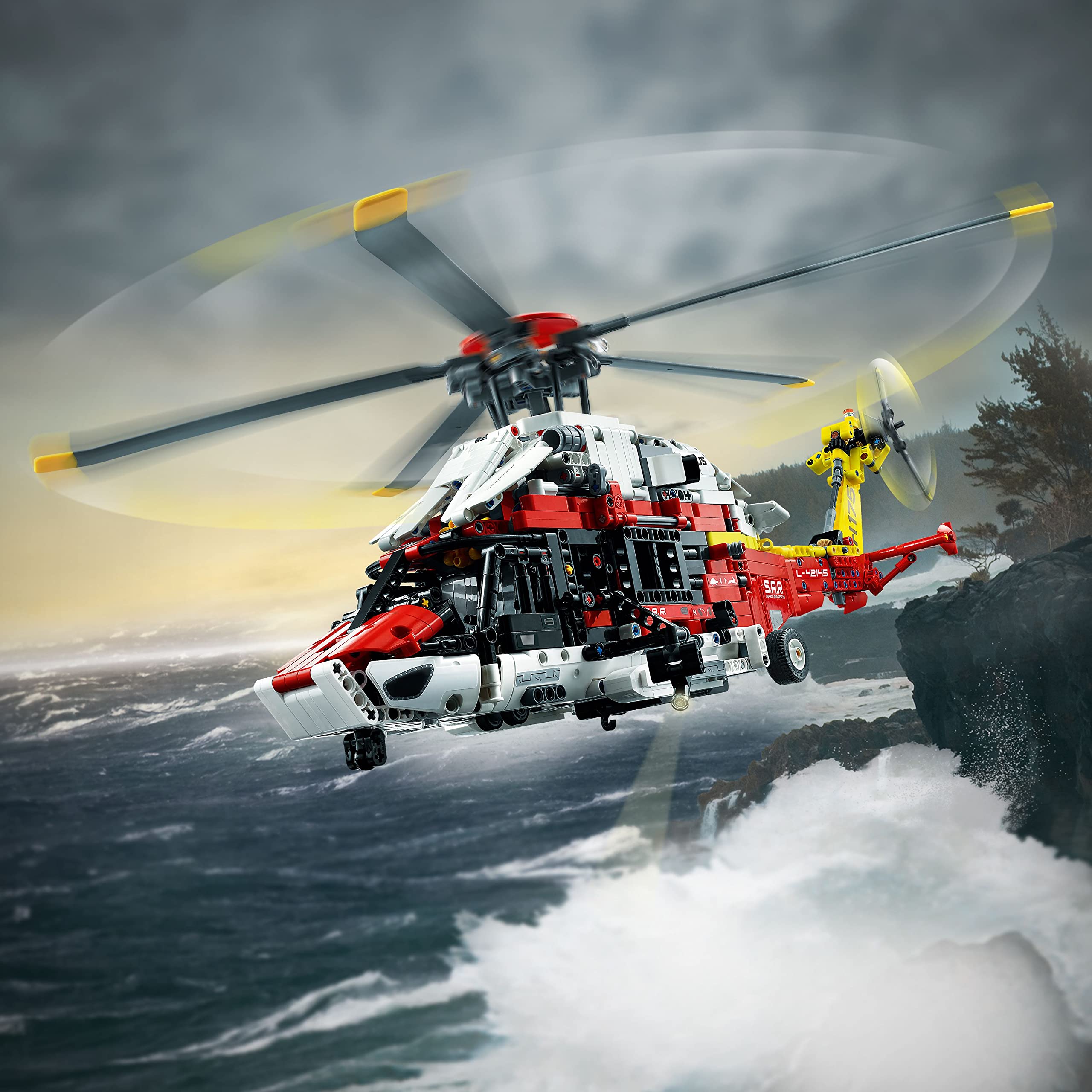 Technic Airbus H175 Rescue Helicopter 42145, Educational Model Building Set for Kids