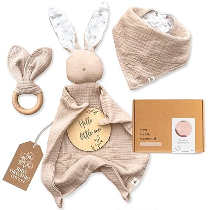 Organic Cotton Newborn Gifts Box, Unisex Loveys & Accessories incl