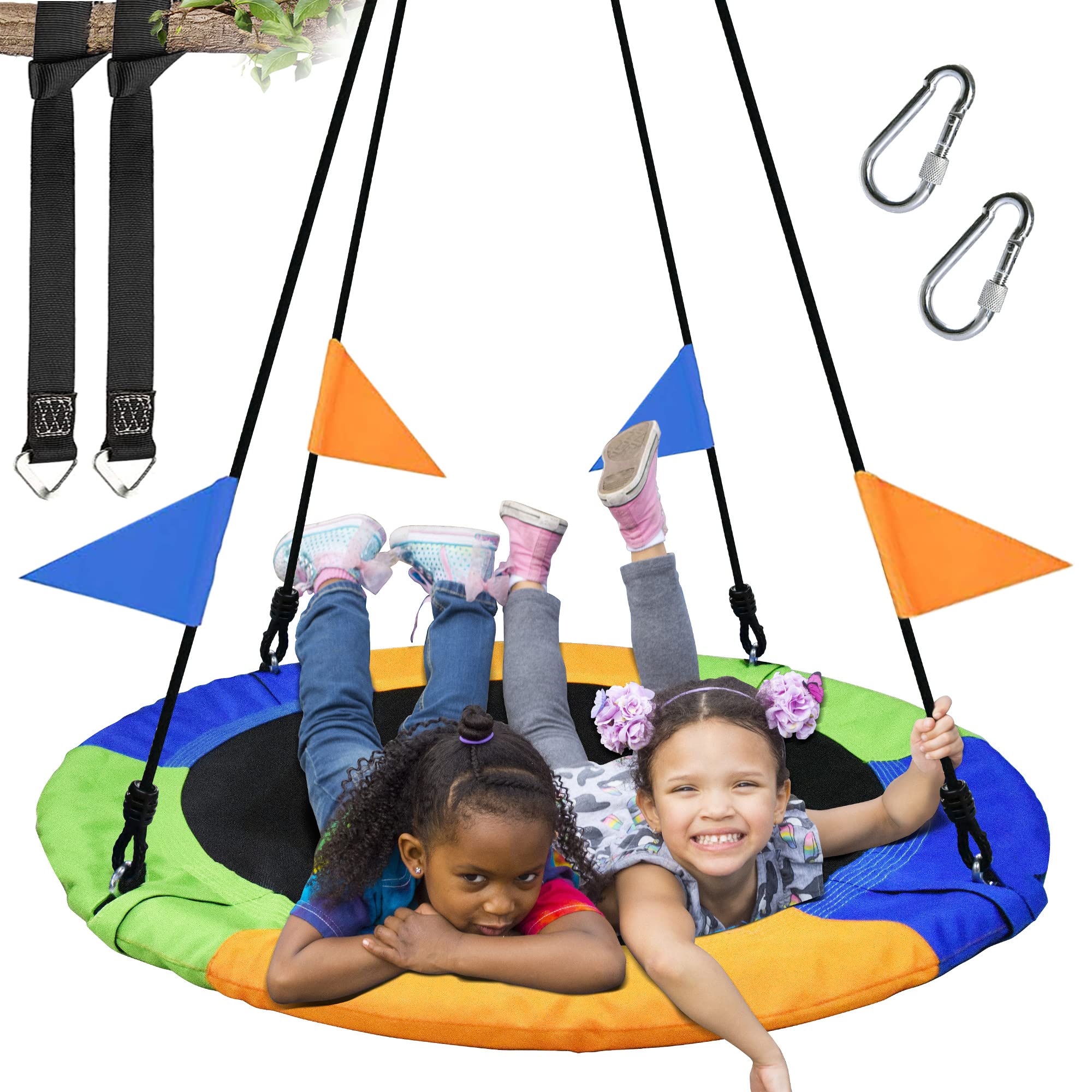 40 Inch Saucer Tree Swing Flying 900lb Weight Capacity 2 Added Hanging Straps