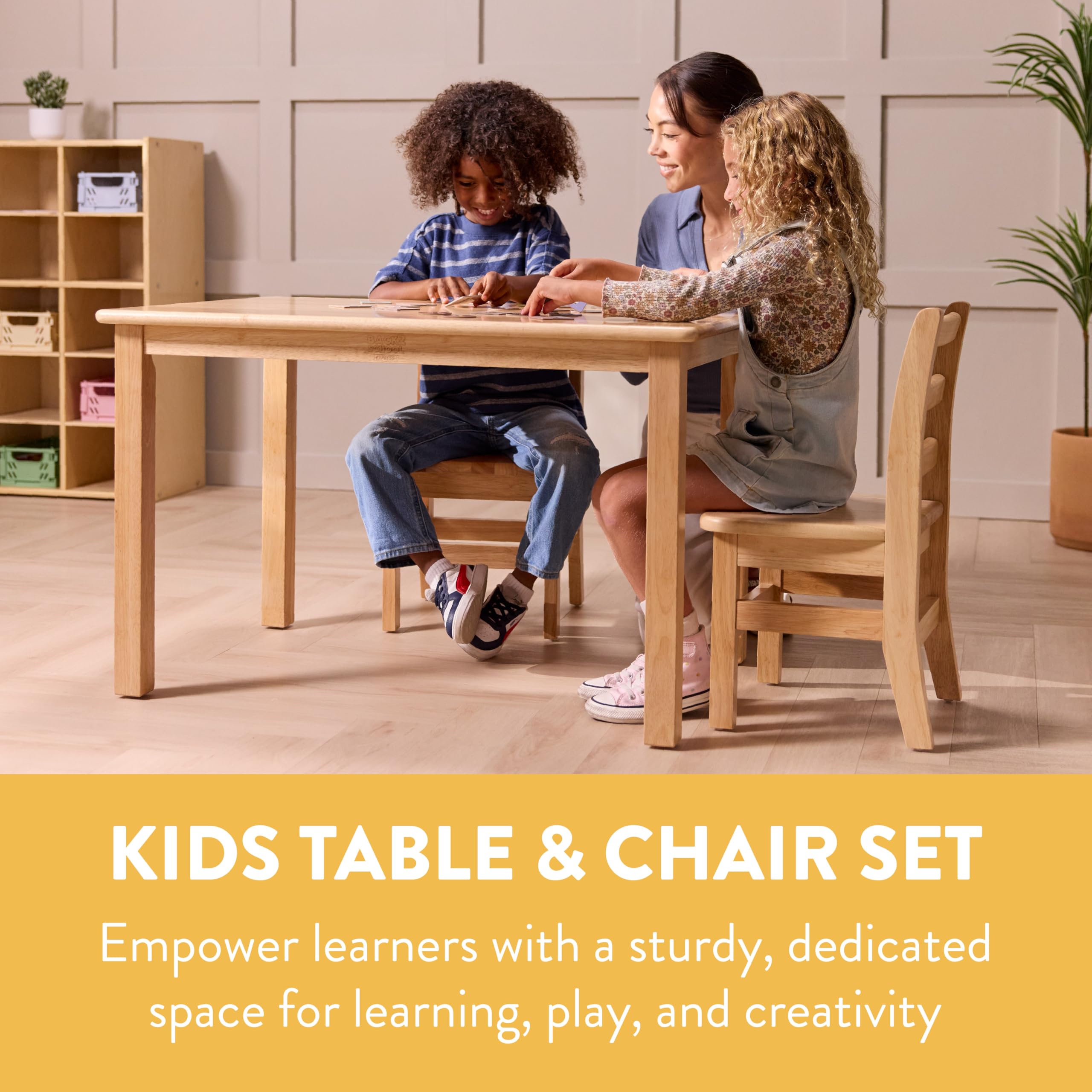 Kids Rectangular Wood Table and Chair Set
