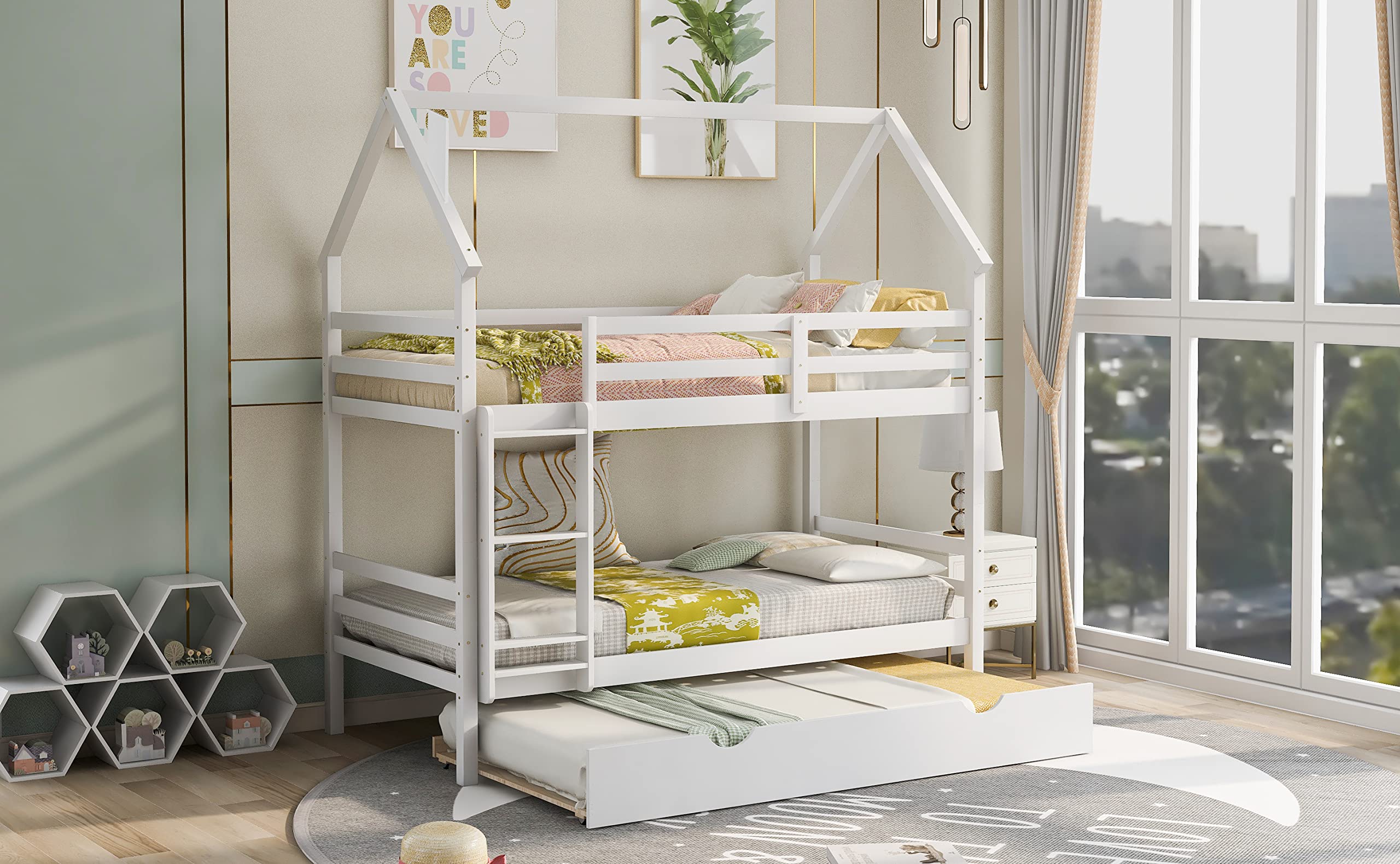 Twin Size Bed Frame for Bedroom Twin Over Twin House Bunk Bed
