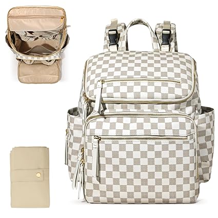 Bag Backpack Large Baby Diaper Bag Leather with 17 Diaper