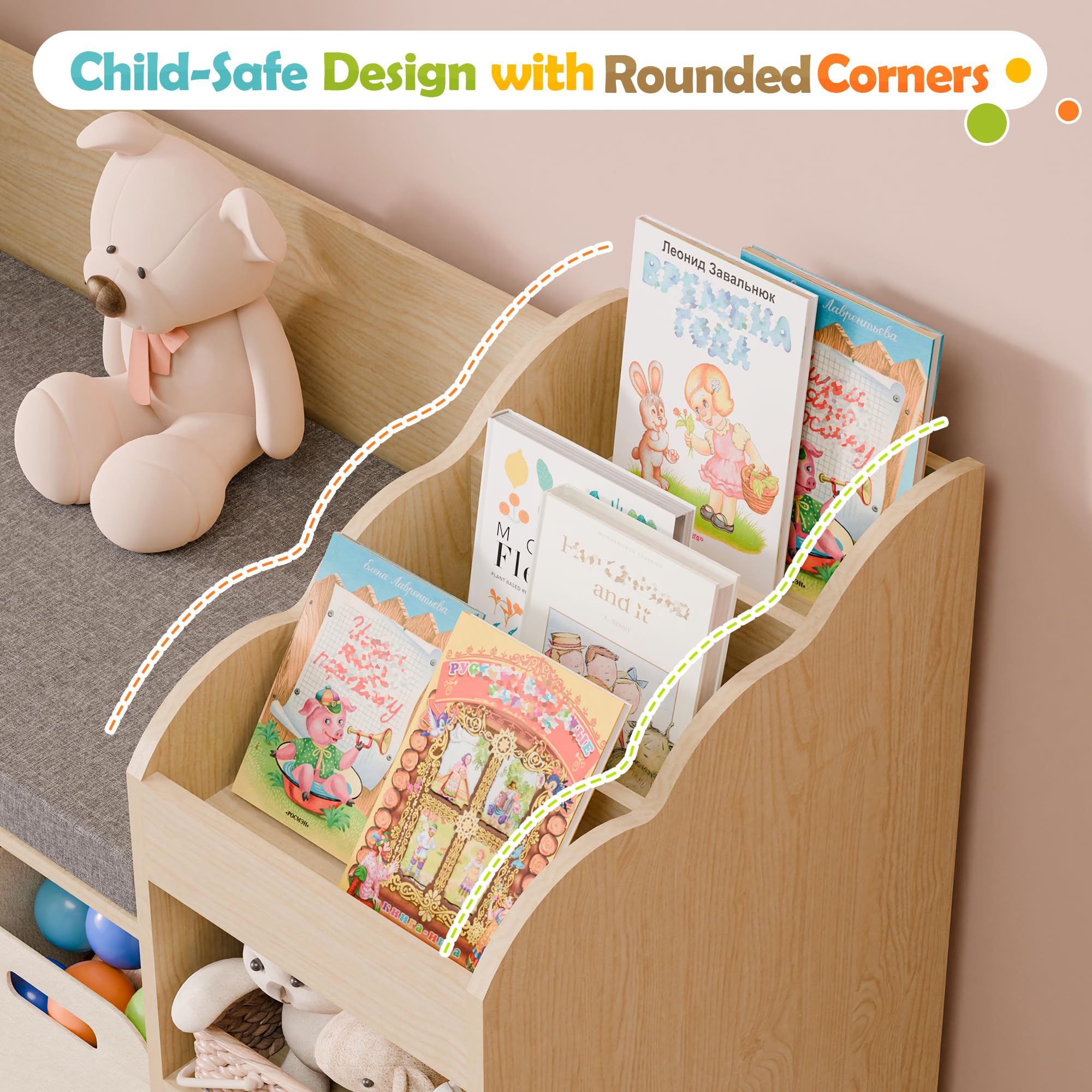 Kids Bookshelf with Reading Nook and Storage