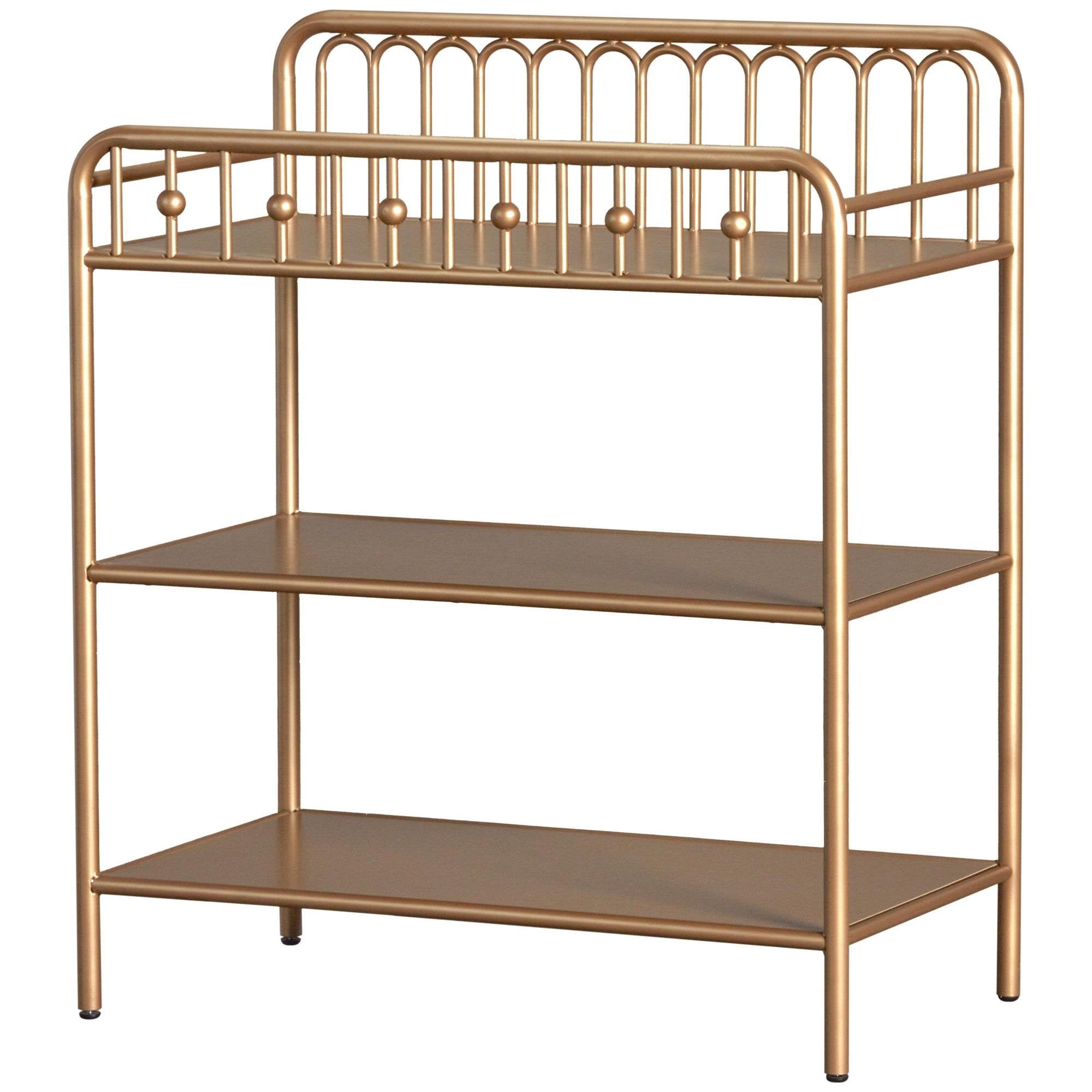 Gold Metal Baby Changing Table with Shelves