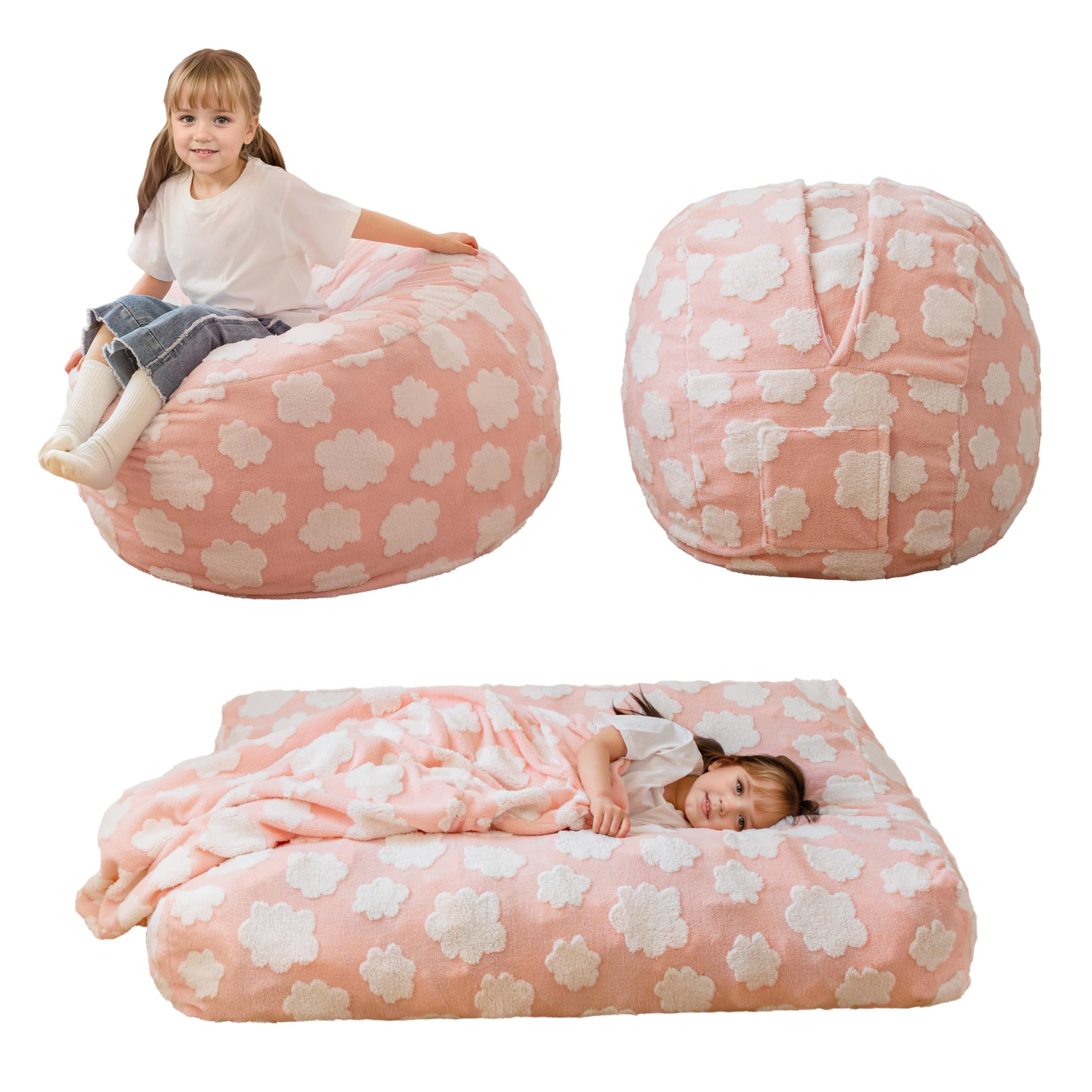 Bean Bag Chair Bed for Kids, Convertible Bean Bag from Lazy Chair to Floor Bed