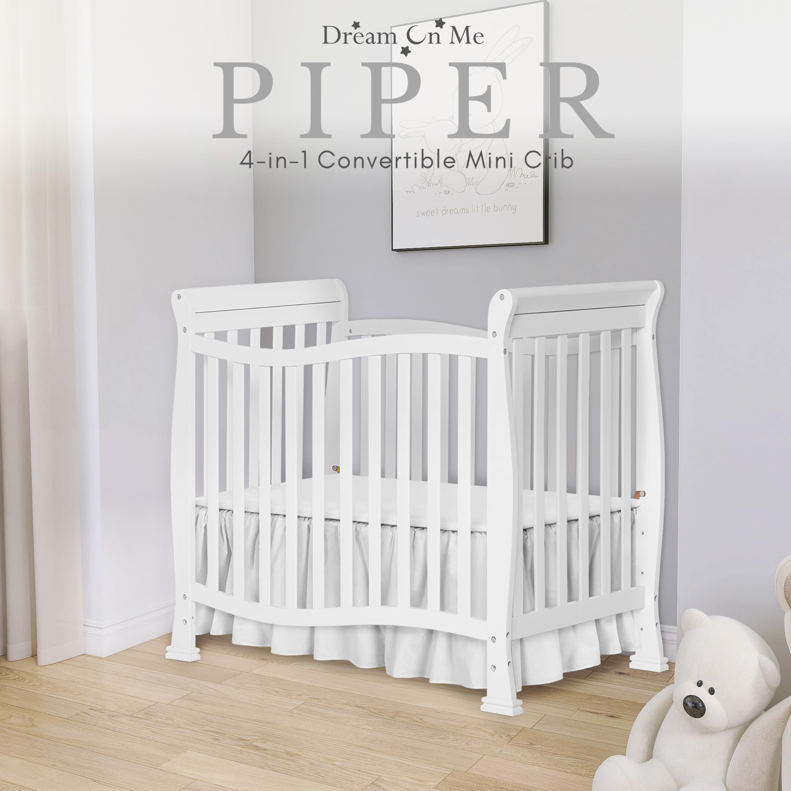 Me Violet 4-In-1 Convertible Mini Crib In White, Greenguard Gold