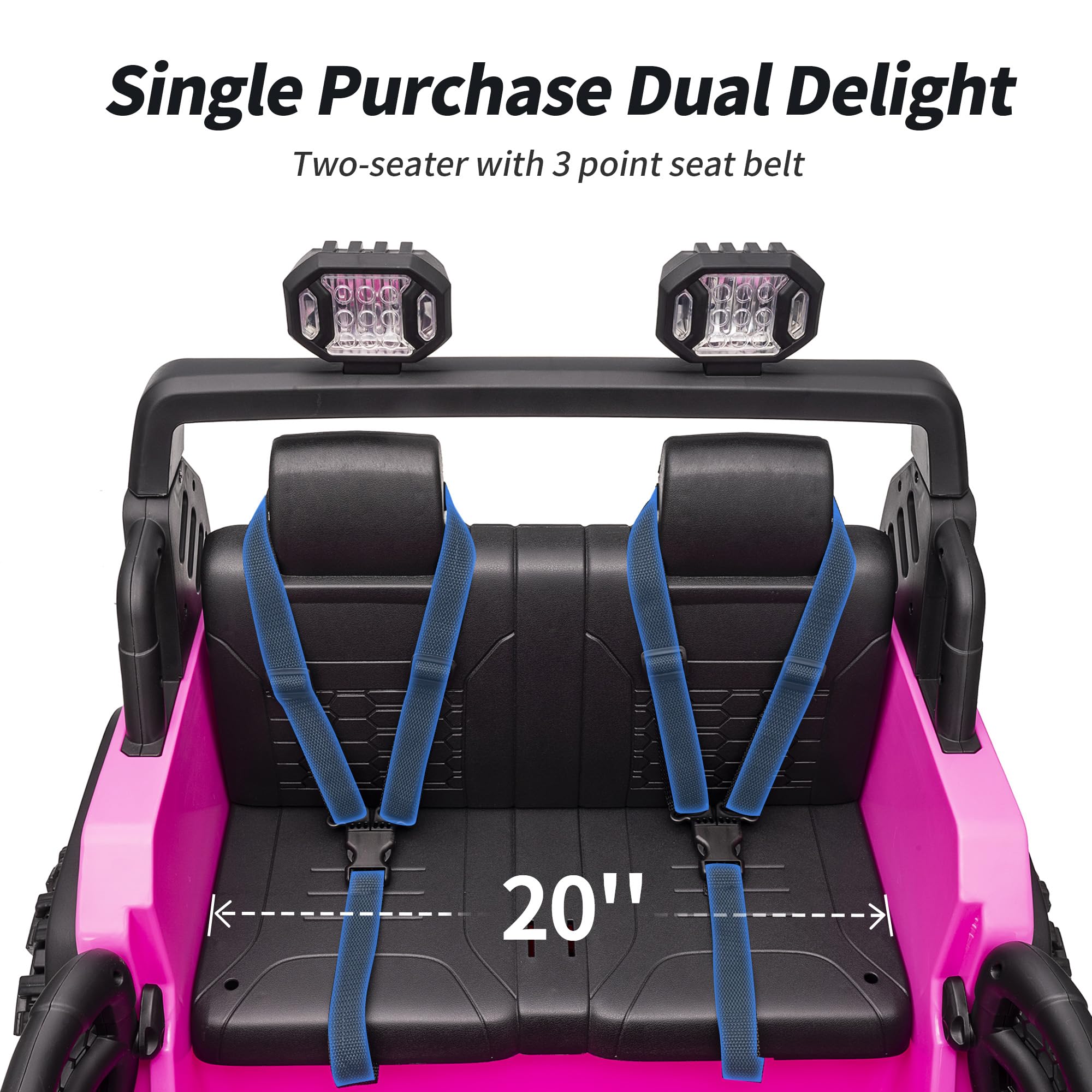 2 Seater Ride on Toy Car for Kids, 24V 4x4 Ride-on Truck Kids Electric Car w/Remote Control, 4x200W Motors - Hot Pink