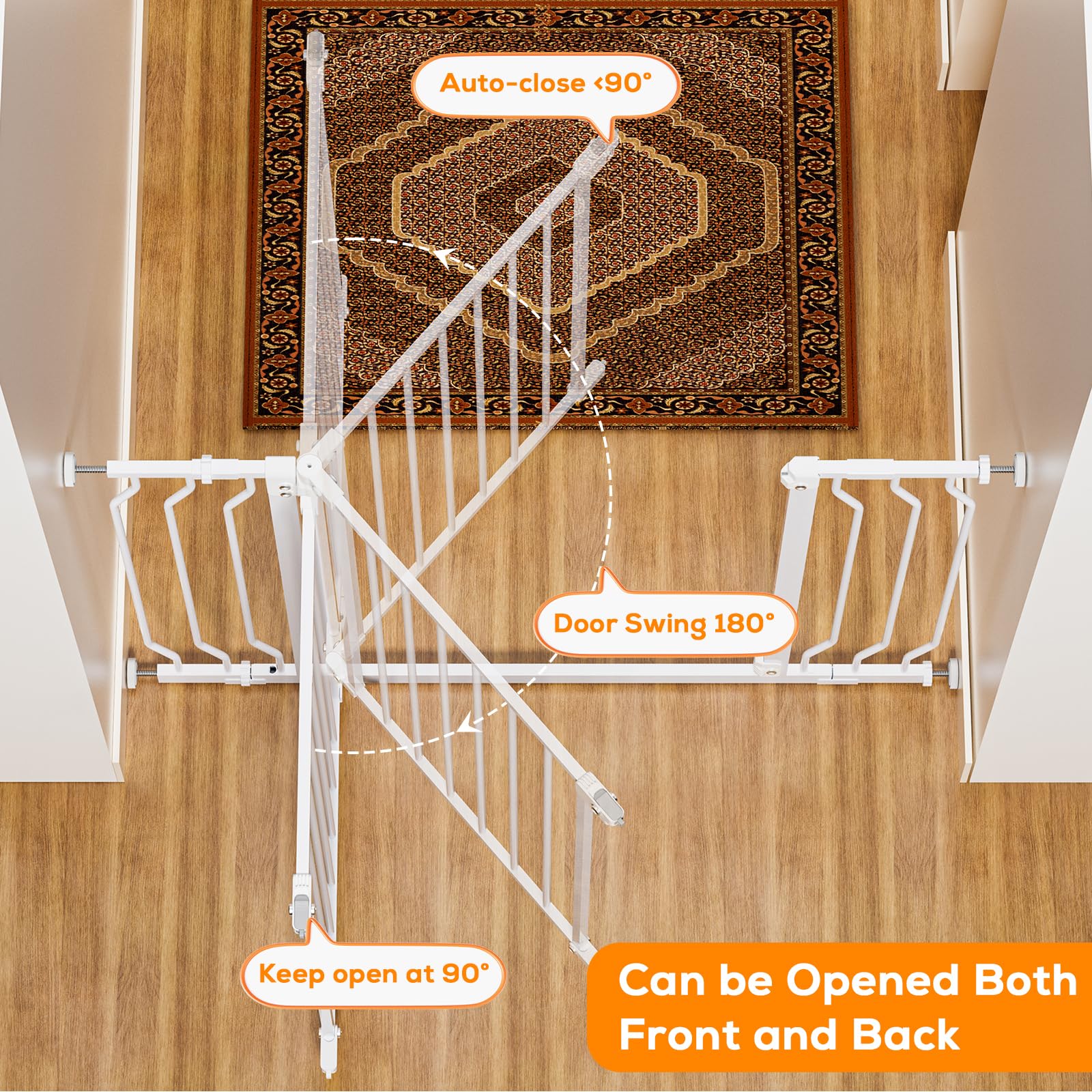 Metal Safety Gate with Auto-Close for Stairs and Doorways - 29-48 Inches