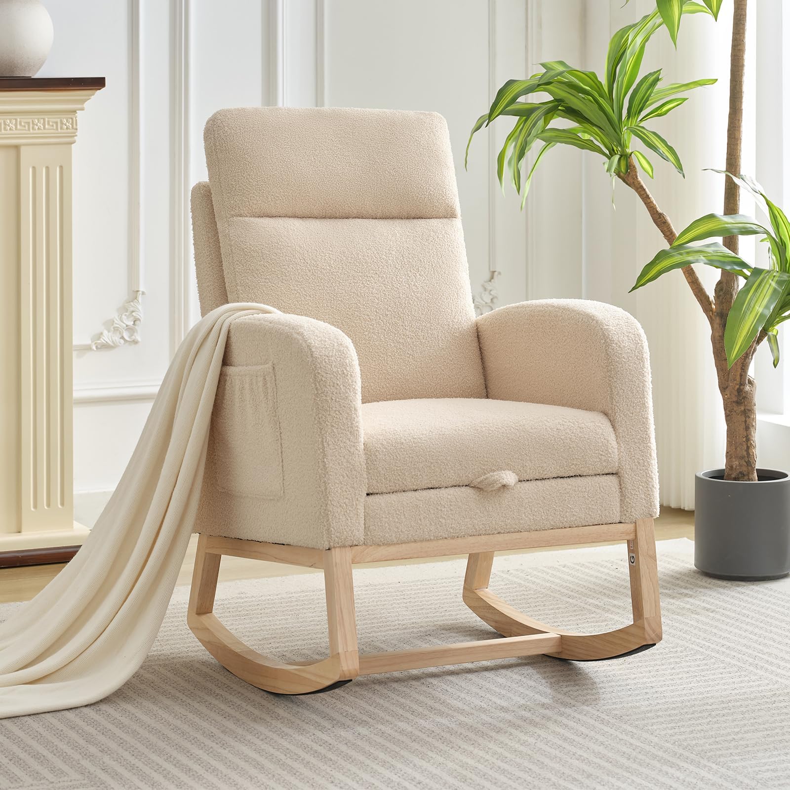 Nursery Rocking Chair with Adjustable Footrest