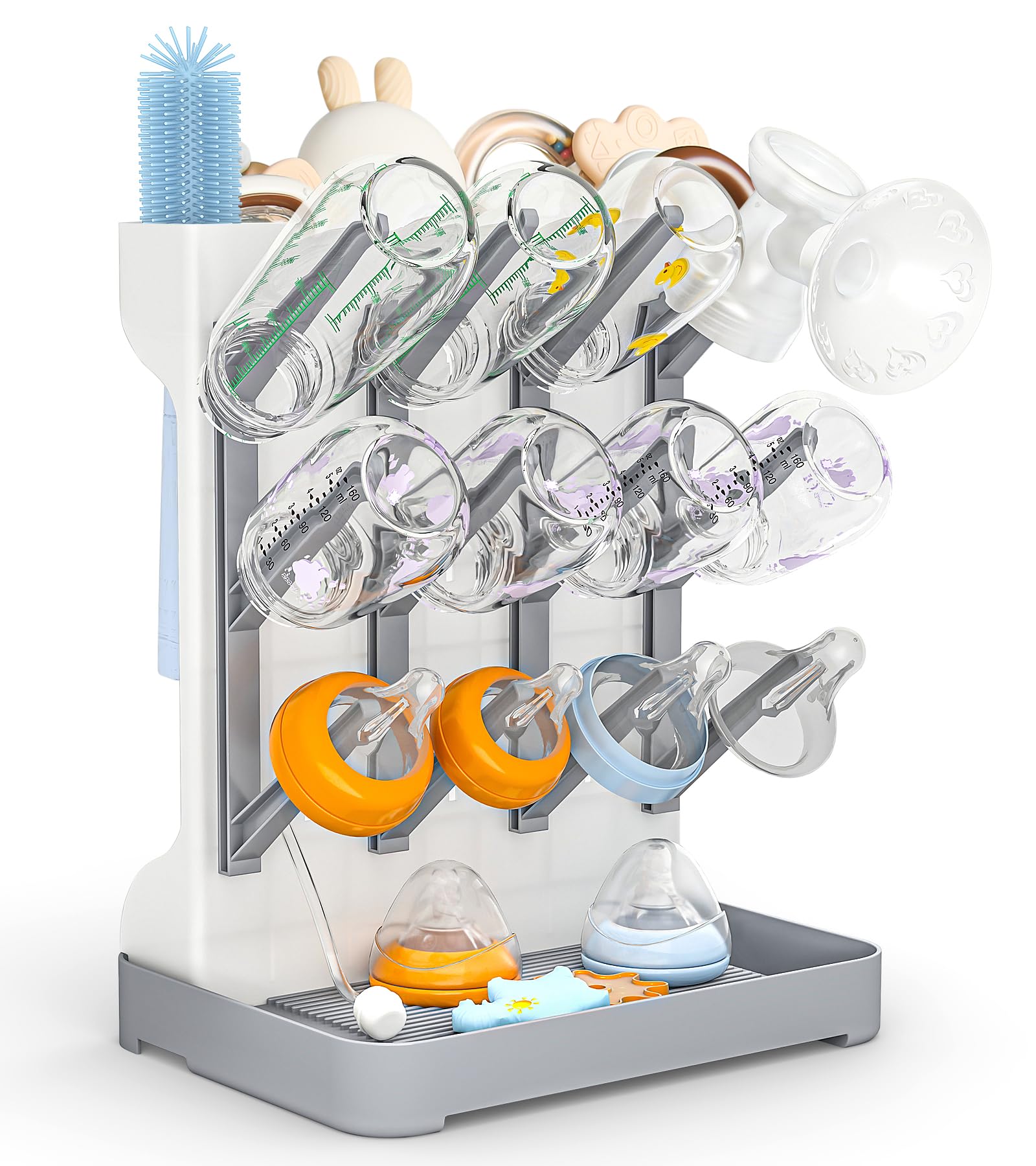 Baby Bottle Drying Rack: Space Saving Vertical Bottle Dryer Holder - Baby