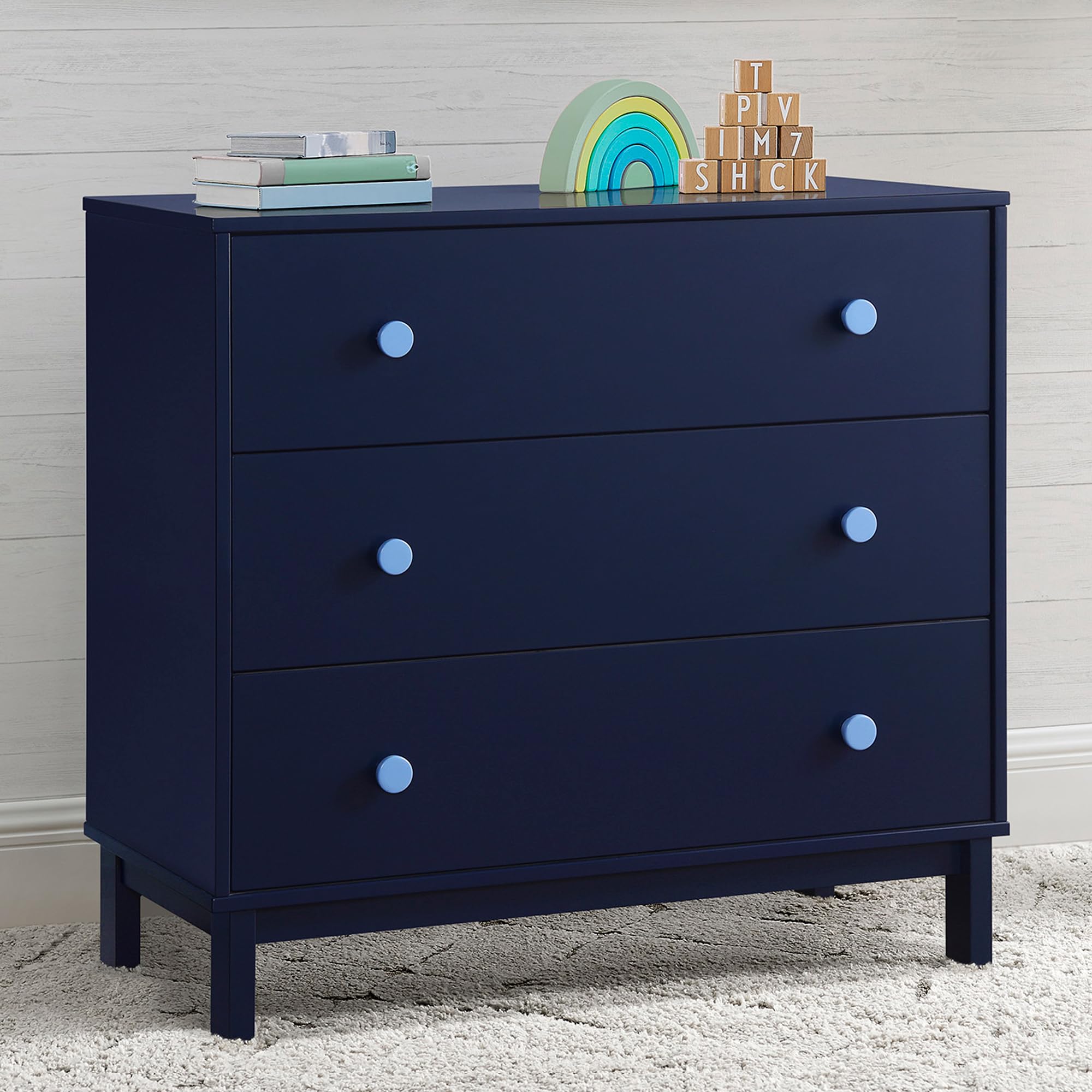 babyGap Legacy 3 Drawer Dresser with Interlocking Drawers, Navy/Light Blue