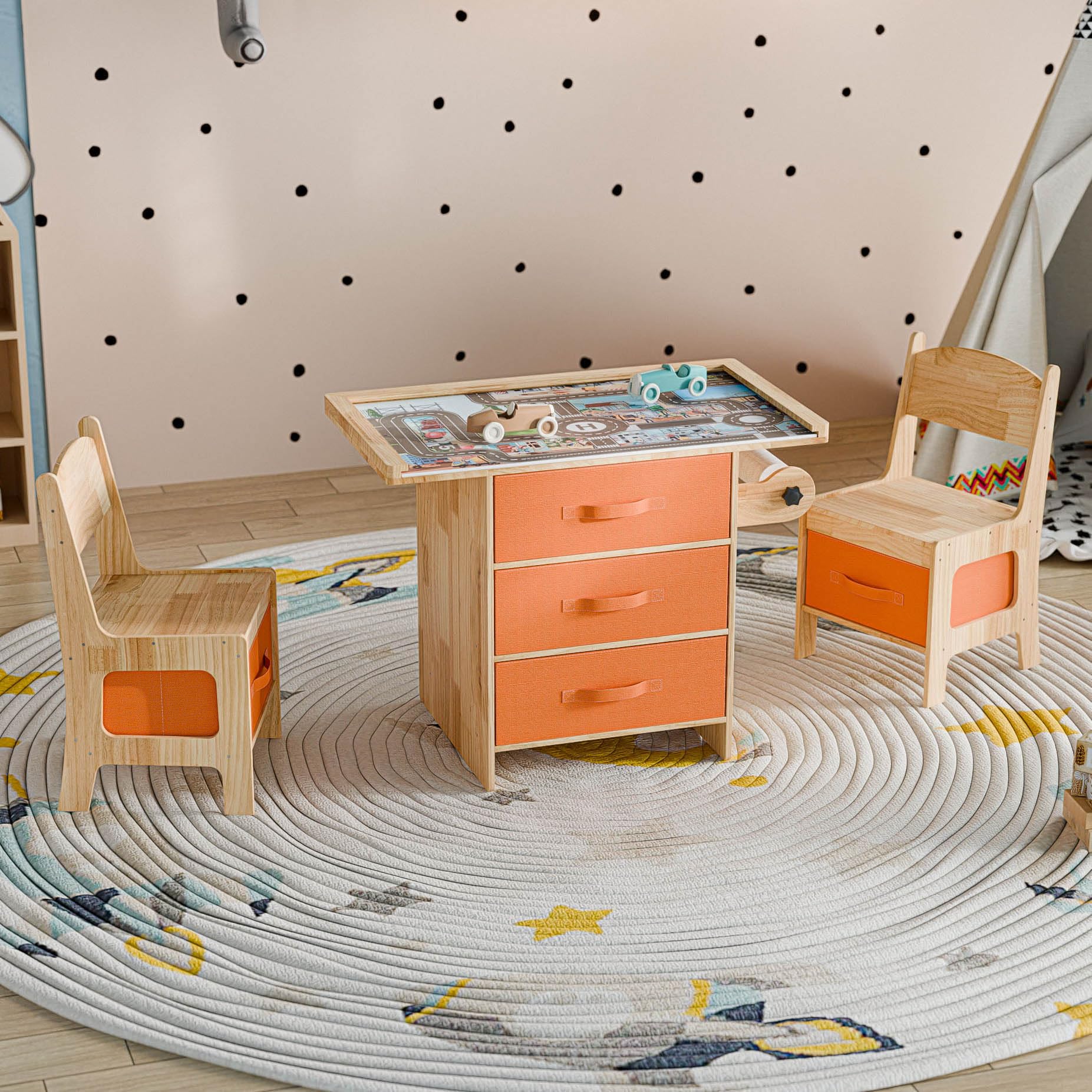 3-in-1 Kids Table and Chair Set with Storage