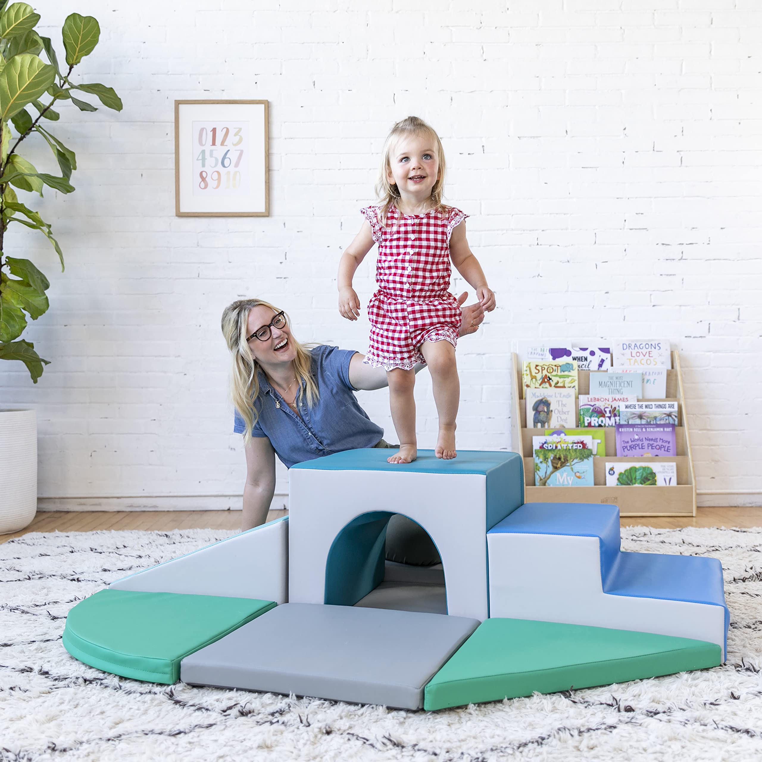 SoftZone Lincoln Tunnel Climber, Toddler Playset, Contemporary, 9-Piece